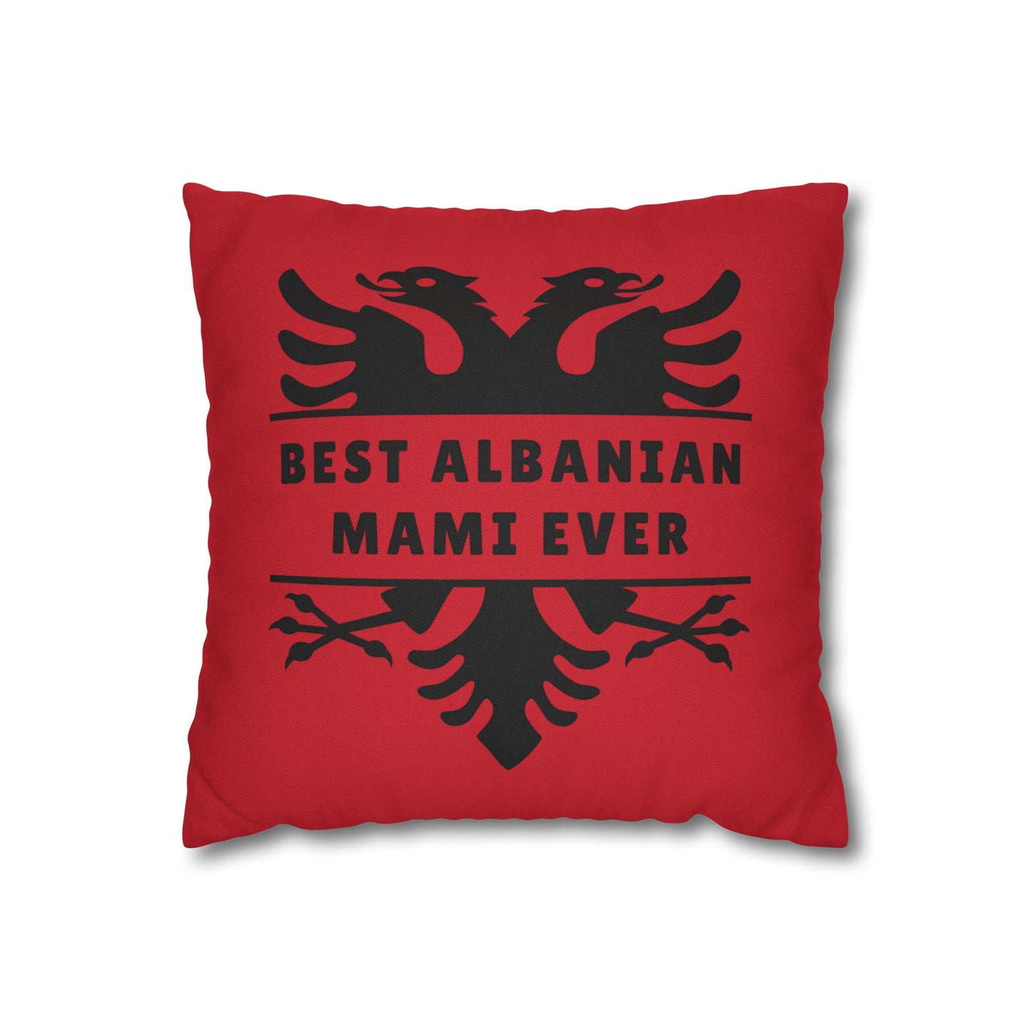 Best Albanian Mami Ever Red & Black Pillowcase – Patriotic Home Decor, Gift for Albanian Moms, Bold Cushion Accent
