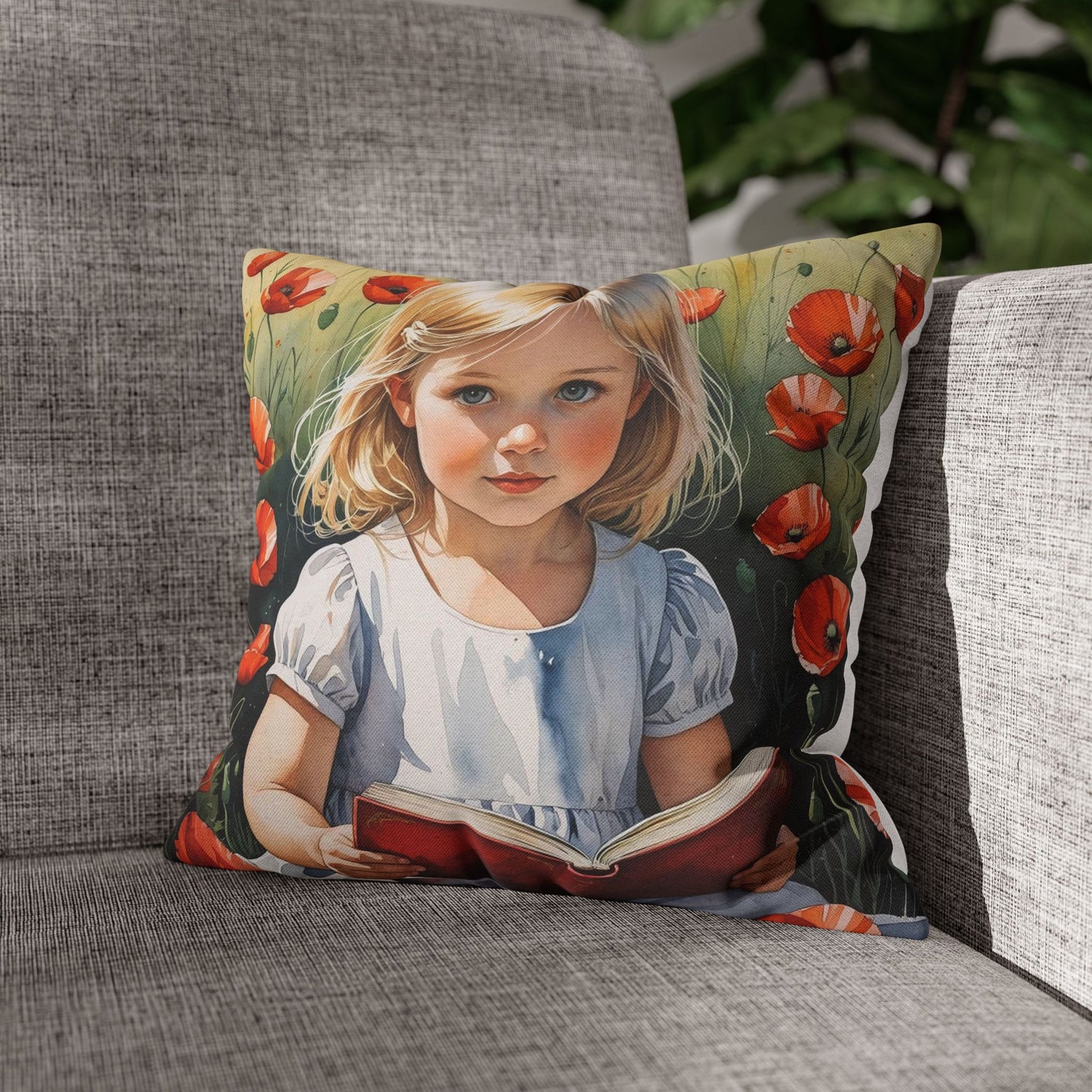Blossoms of Albania – Red Poppies & Innocence | Artistic Watercolor Pillowcase in 4 Sizes