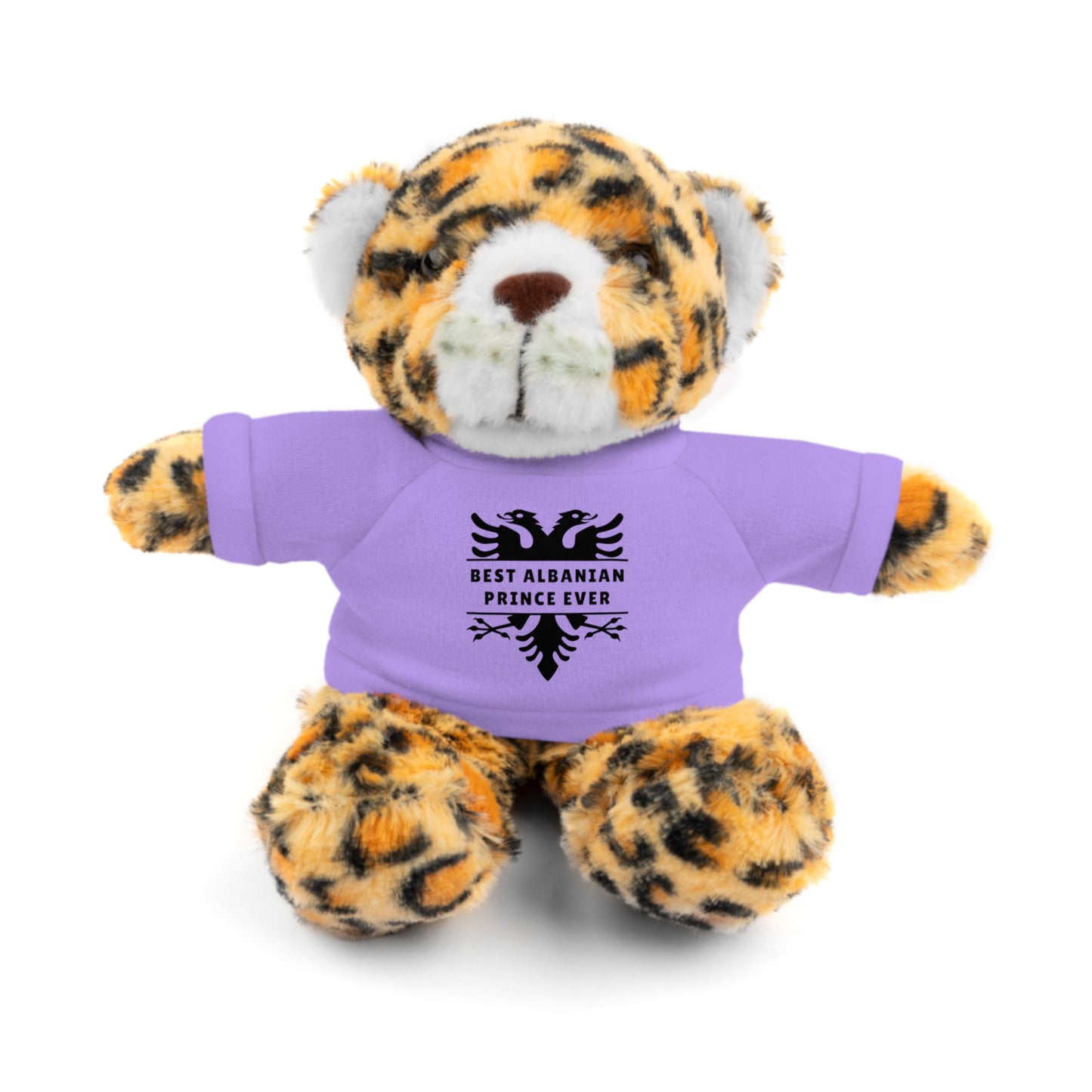 Best Albanian Prince Ever | Personalized 8" Plush Stuffed Animal Jaguar | Custom Tee in Multiple Colors | Gift for Kids & Collectors
