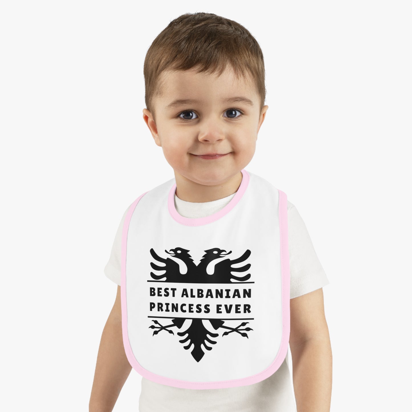Best Albanian Princess Ever Baby Bib | Cute Contrast Trim Bib – Perfect Baby Shower Gift & Infant Feeding