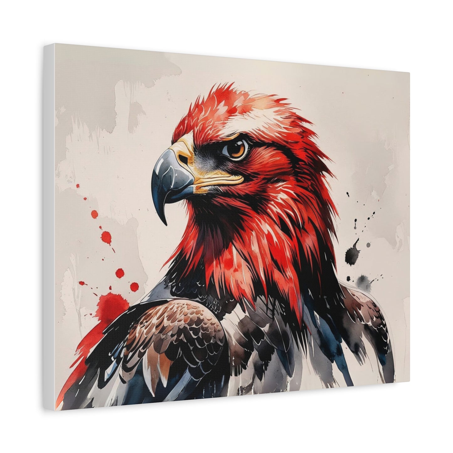 Majesty in Red and Black – Watercolor Style Portrait of the Albanian Eagle Symbolizing Strength, Pride, and National Resilience