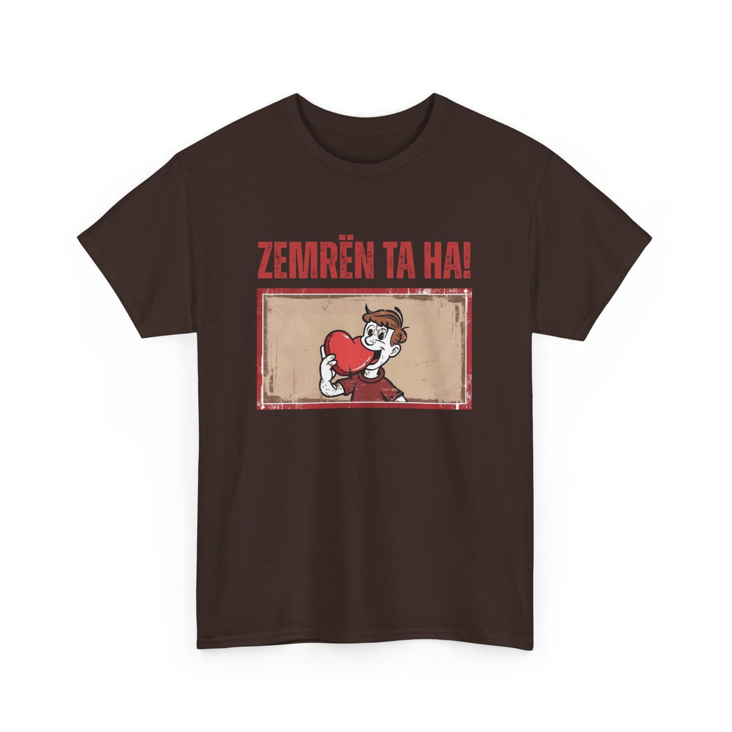 Zemrën Ta Ha! – Unisex Cartoon Heart Tee | Funny Albanian Graphic Shirt for Love, Laughs & Everyday Wear
