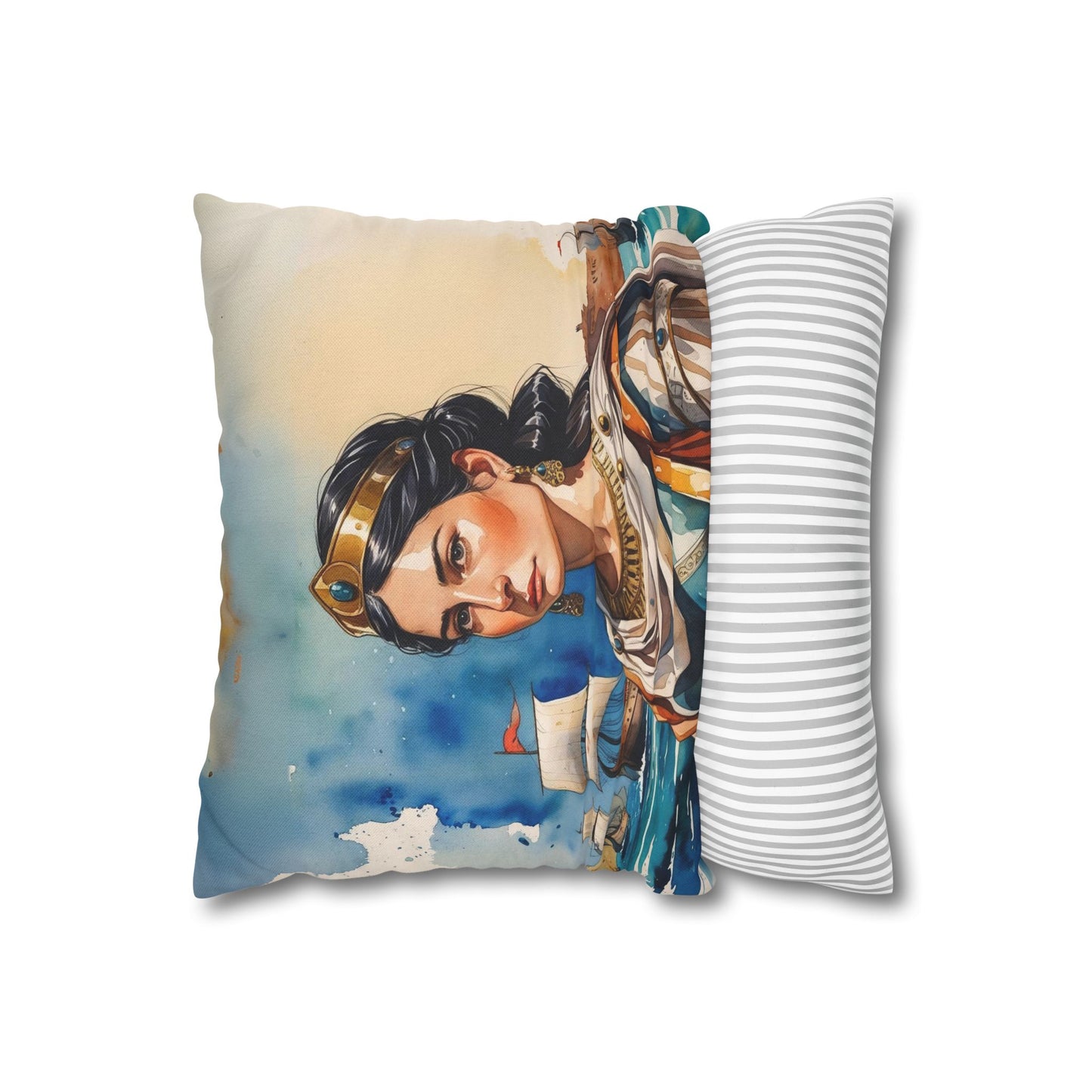 Queen Teuta of Illyria Pillowcase – Regal Portrait of Albanian Legacy, Decorative Home Accent, Historic Art Cushion, Patriotic Gift