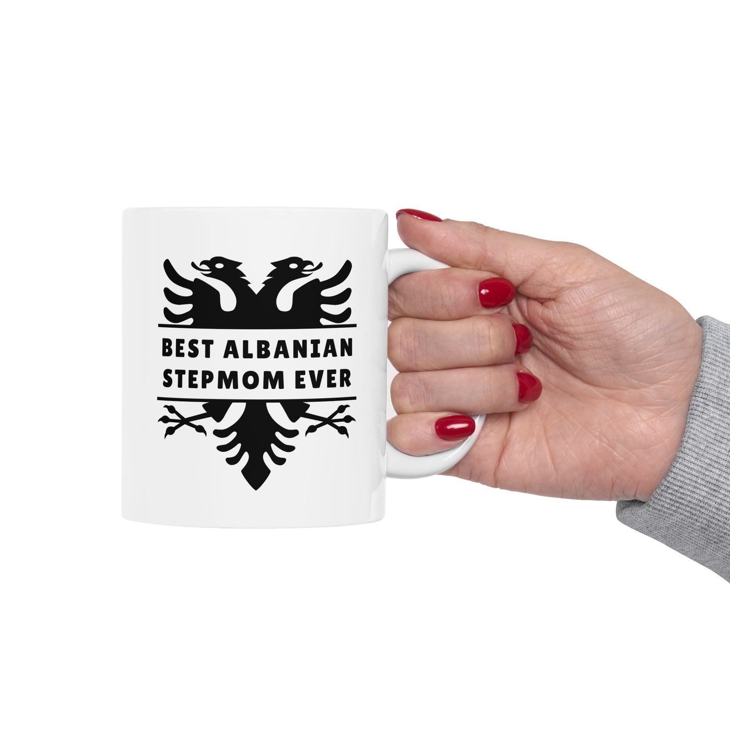 Best Albanian Stepmom Ever – 11oz Ceramic Mug Heartfelt Gift for Stepmothers | Albanian Eagle Mug | Perfect for Birthdays, Holidays, or Just Because