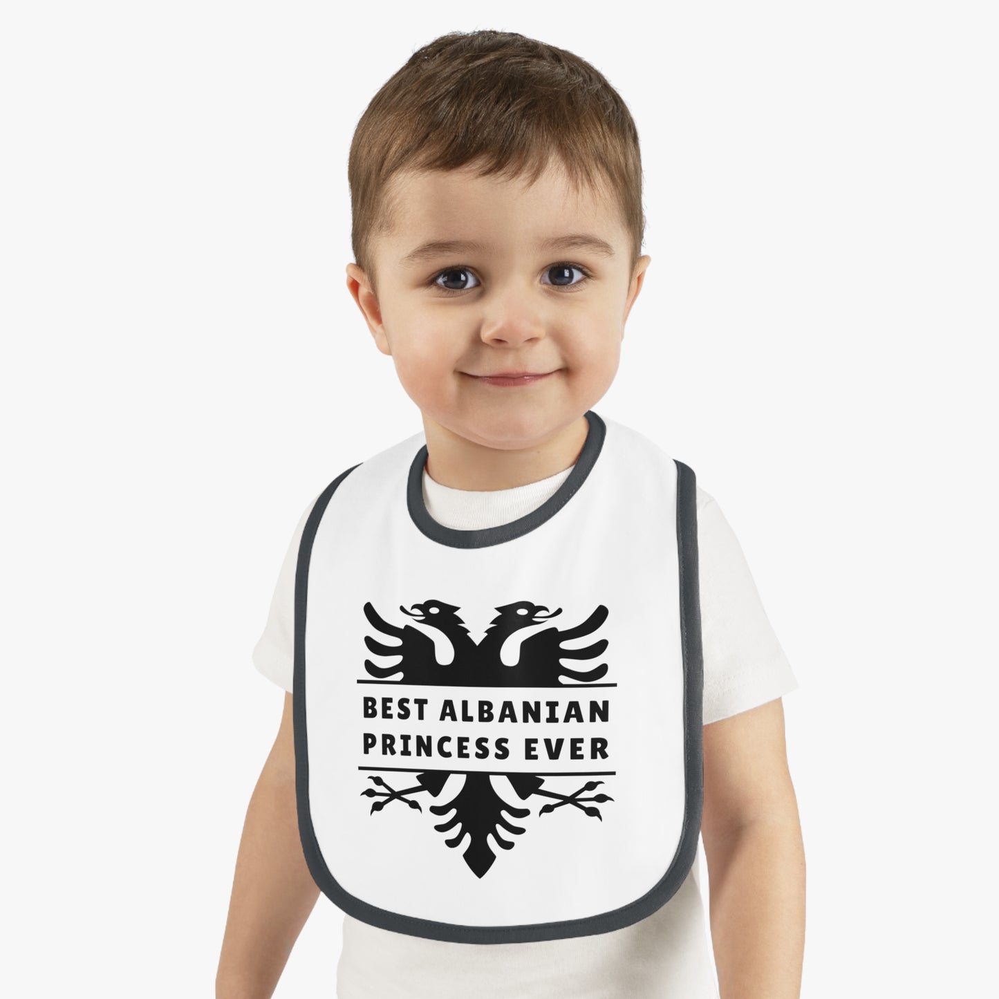 Best Albanian Princess Ever Baby Bib | Cute Contrast Trim Bib – Perfect Baby Shower Gift & Infant Feeding