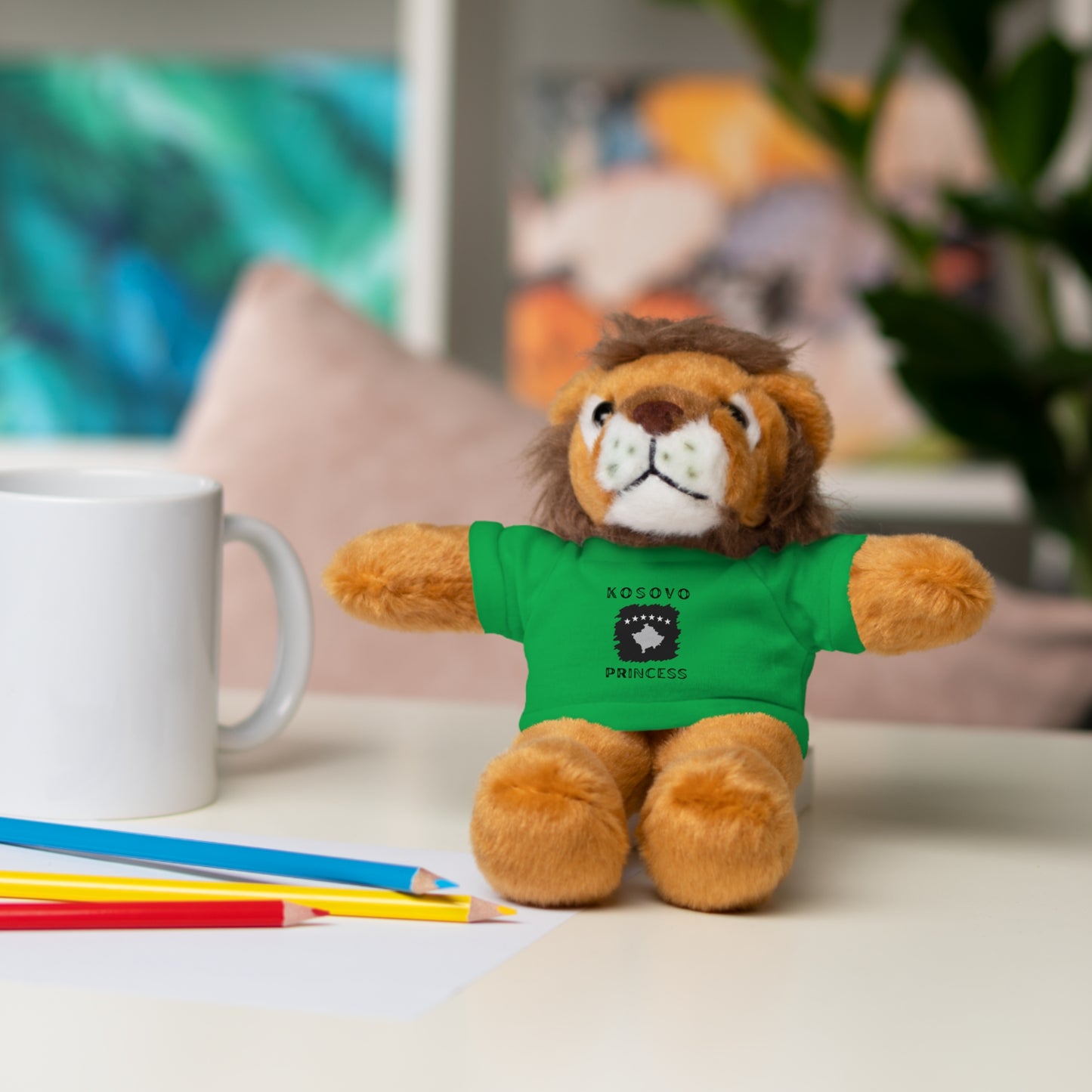Kosovo Princess | 8" Plush Lion with Personalized Tee – Majestic & Cuddly Gift for Kids & Toddlers