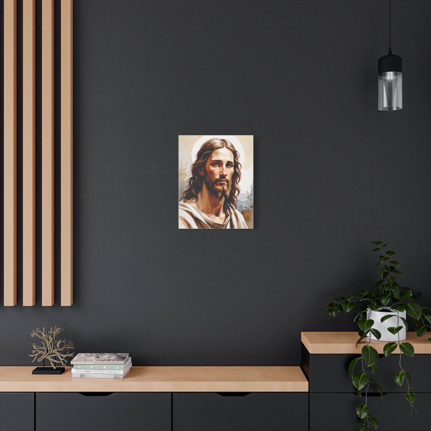 Jesus Christ "Jezu Krishti" – Print on Canvas (Rustic Watercolor Design)