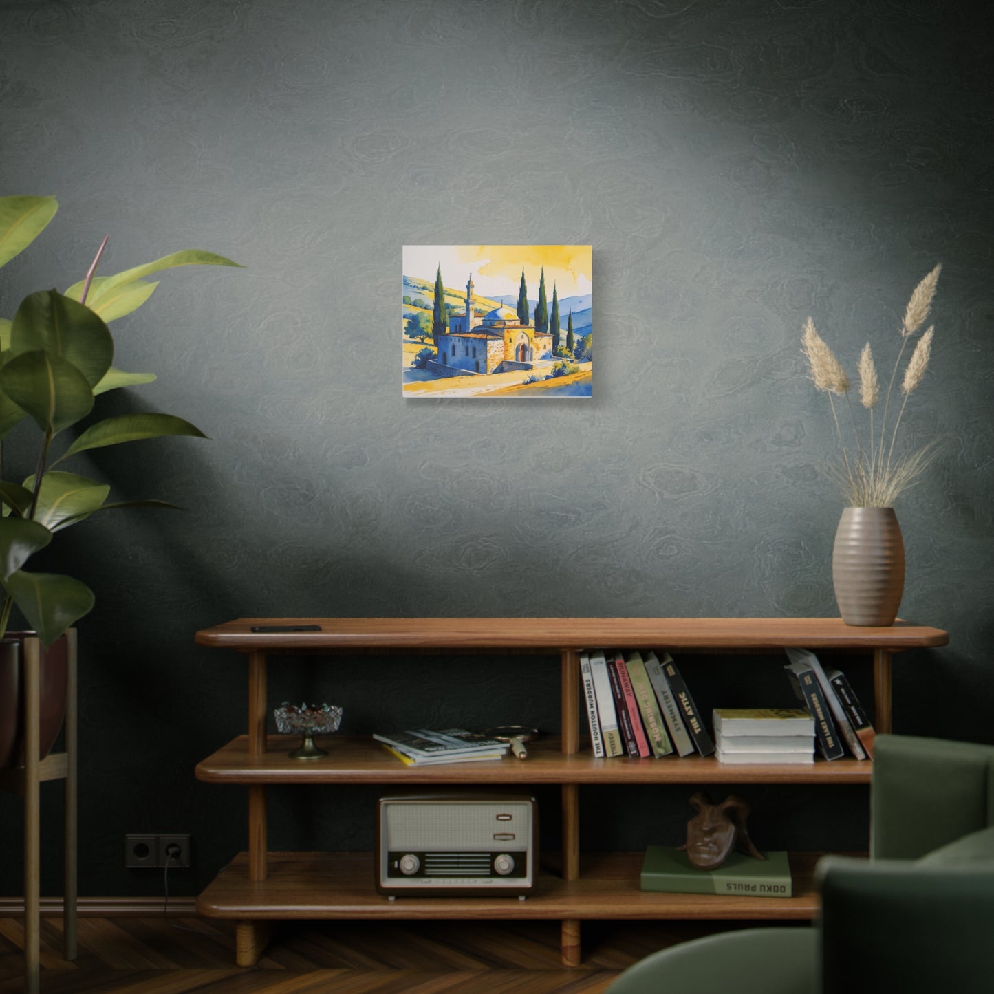 Whispers of Faith: A Stone Mosque Beneath the Kosovo Sky, Stretched Matte Wall Decor, Art for Home, Gallery Wall