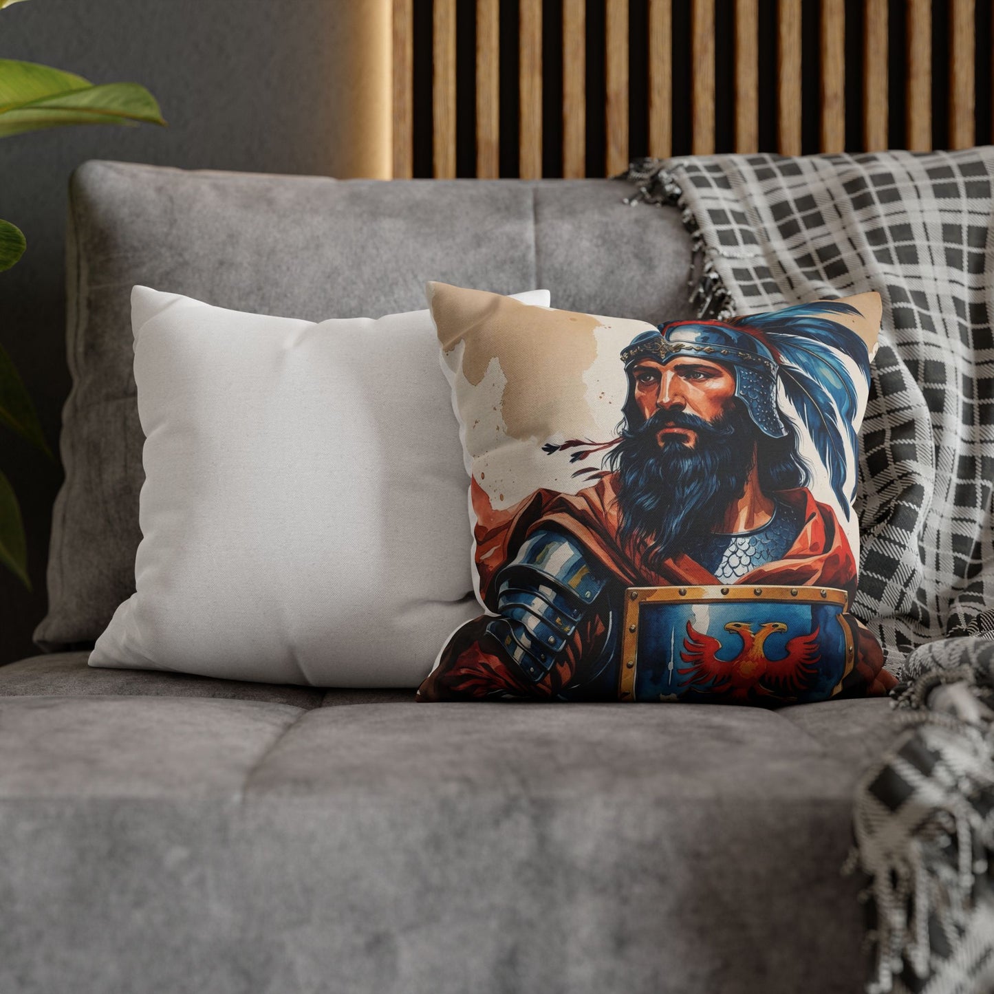 Scanderbeg Heroic Warrior Pillowcase – Medieval Elegance Meets Cultural Pride | Knight Home Decor | Fantasy-Inspired Gift for Men