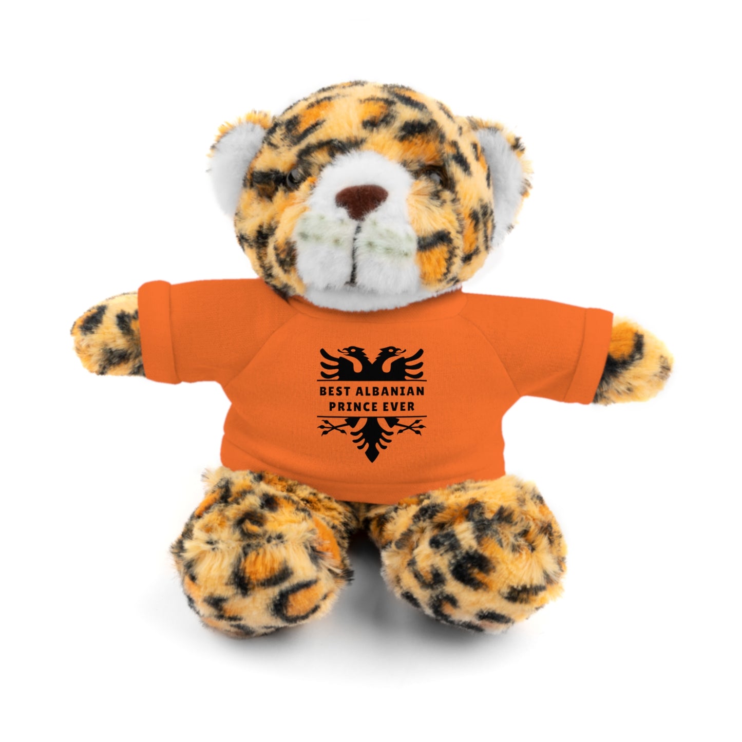 Best Albanian Prince Ever | Personalized 8" Plush Stuffed Animal Jaguar | Custom Tee in Multiple Colors | Gift for Kids & Collectors