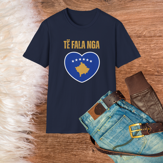 Të Fala Nga Kosova – Greetings from Kosovo | Heart & Stars Unisex T-Shirt
