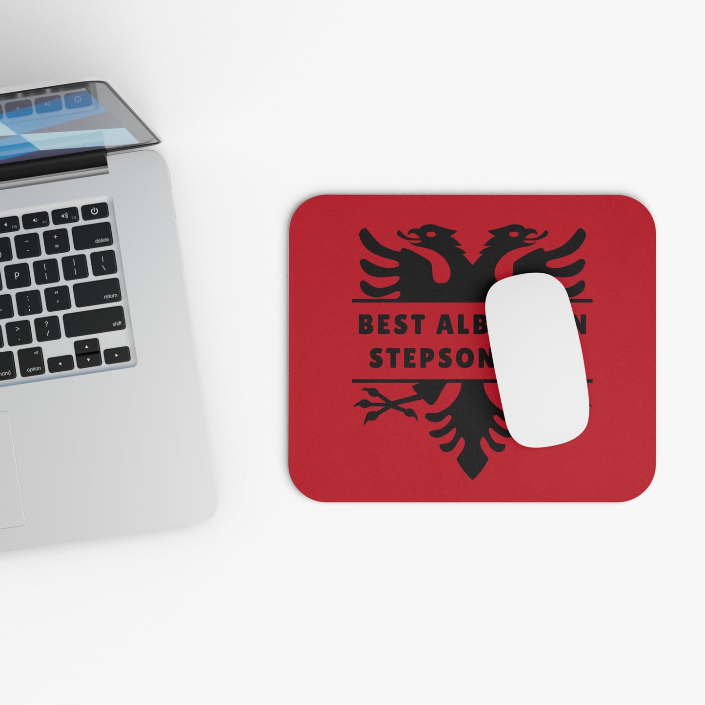 Best Albanian Stepson Ever – Mouse Pad 9"x8" Double-Headed Eagle Design | Thoughtful Gift for Stepson, Office & Gaming Use