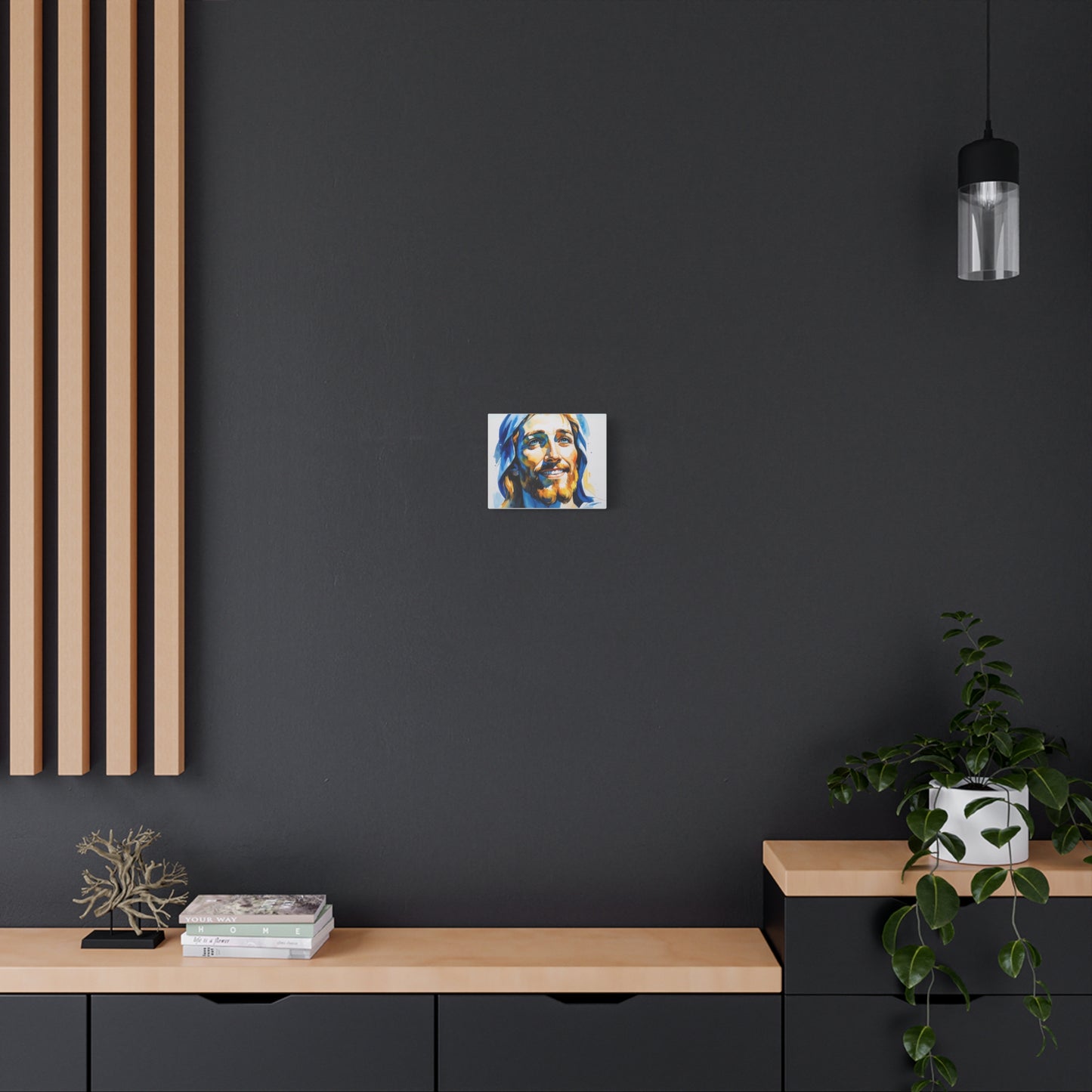 Joyful Light: Jesus Christ in Kosovo’s Colors – Watercolor Style Portrait Matte Canvas Wall Art