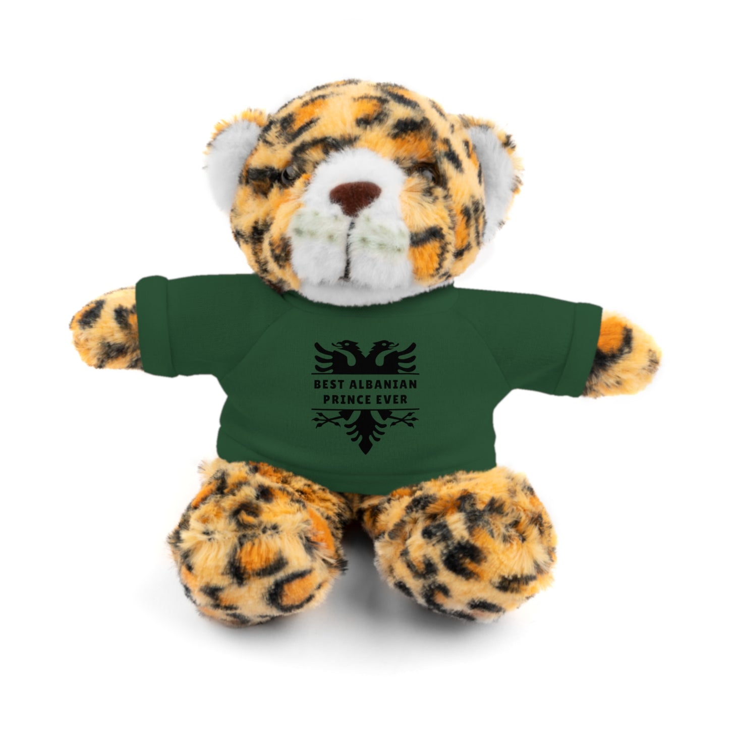 Best Albanian Prince Ever | Personalized 8" Plush Stuffed Animal Jaguar | Custom Tee in Multiple Colors | Gift for Kids & Collectors