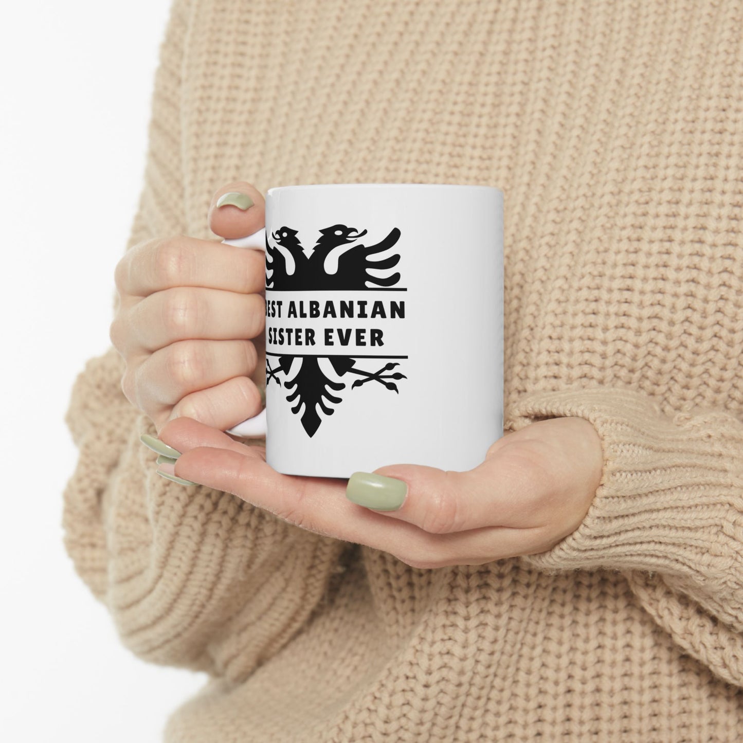 Best Albanian Sister Ever – 11 oz White Ceramic Mug Celebrate Sisterhood | Albanian Pride | Perfect for Every Sip