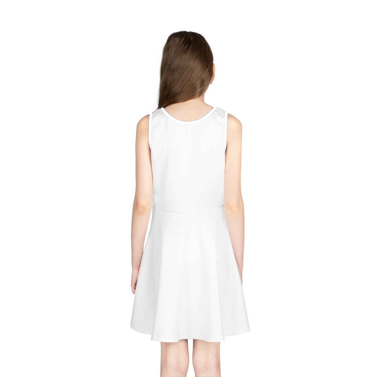 Girls’ Sleeveless Kosovo Flag Sundress – White Summer Dress for Toddlers & Kids | Perfect for Holidays, Parties & Everyday Fun