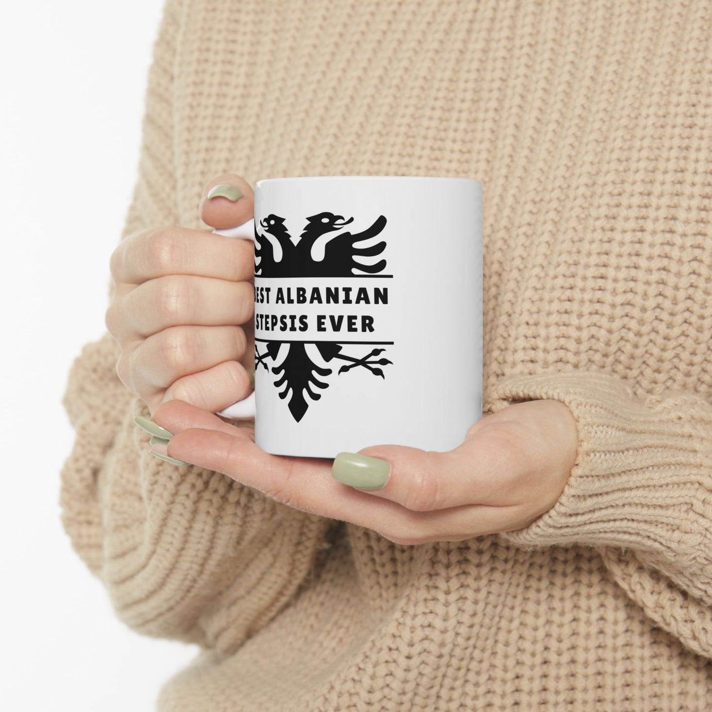 Best Albanian Stepsis Ever – 11 oz White Ceramic Mug Celebrate Family Bonds | Albanian Pride | Perfect for Daily Sips