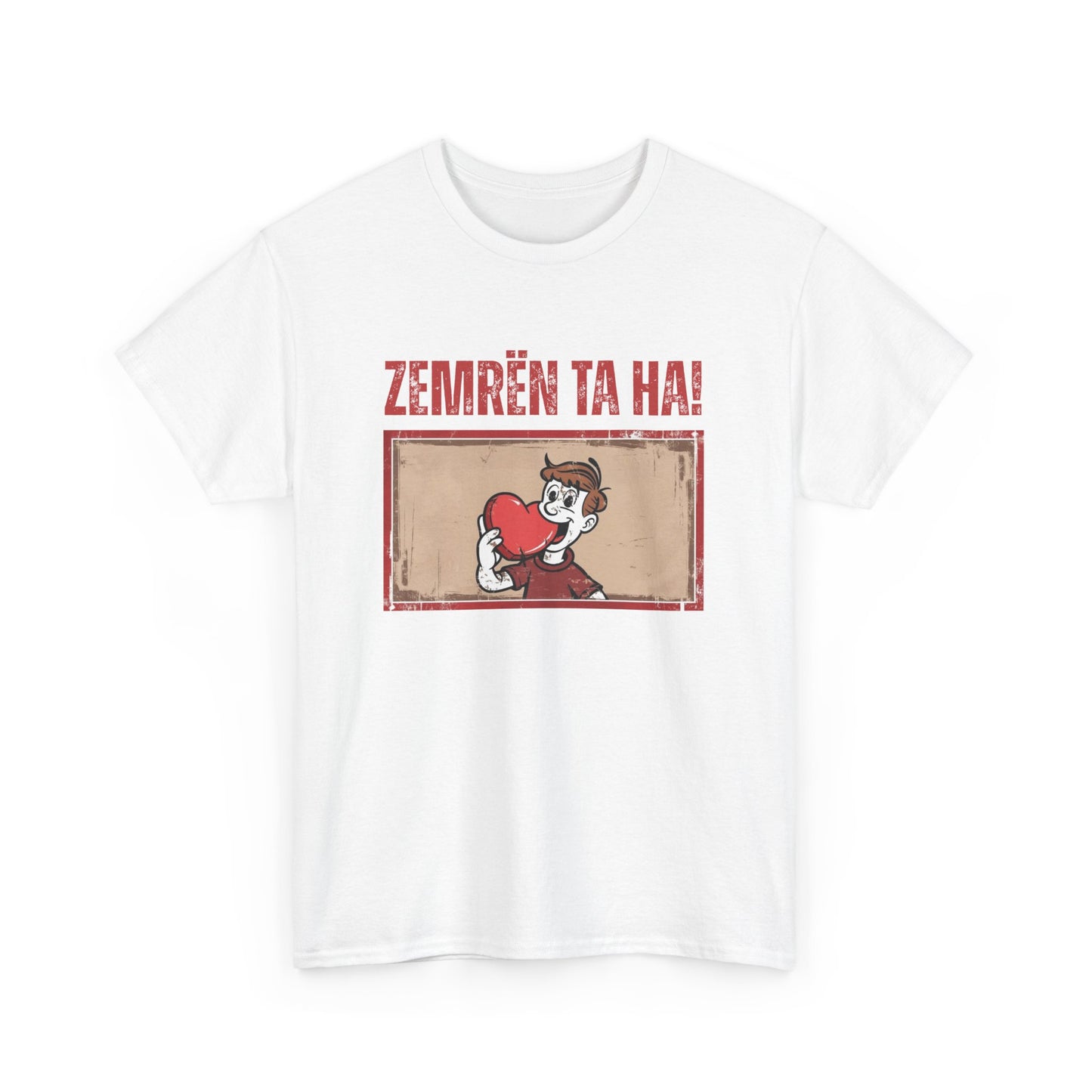 Zemrën Ta Ha! – Unisex Cartoon Heart Tee | Funny Albanian Graphic Shirt for Love, Laughs & Everyday Wear