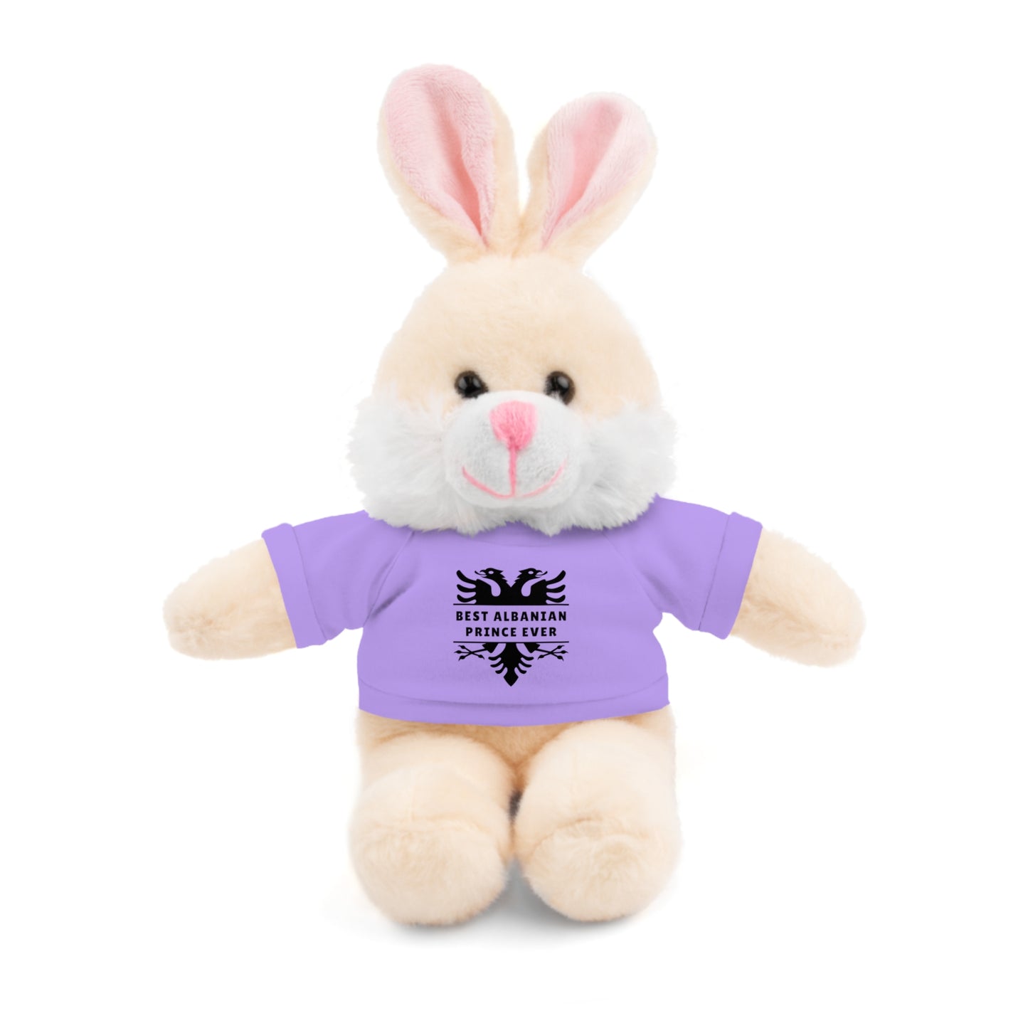 Best Albanian Prince Ever | Personalized 8" Plush Bunny | Multi-Color Custom Tee | Cute Gift for Kids