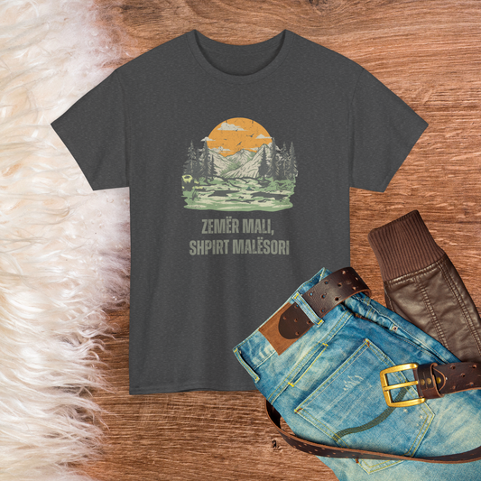 Zemër Mali, Shpirt Malësori – Mountain Heart, Highlander Soul | Albanian Pride T-Shirt