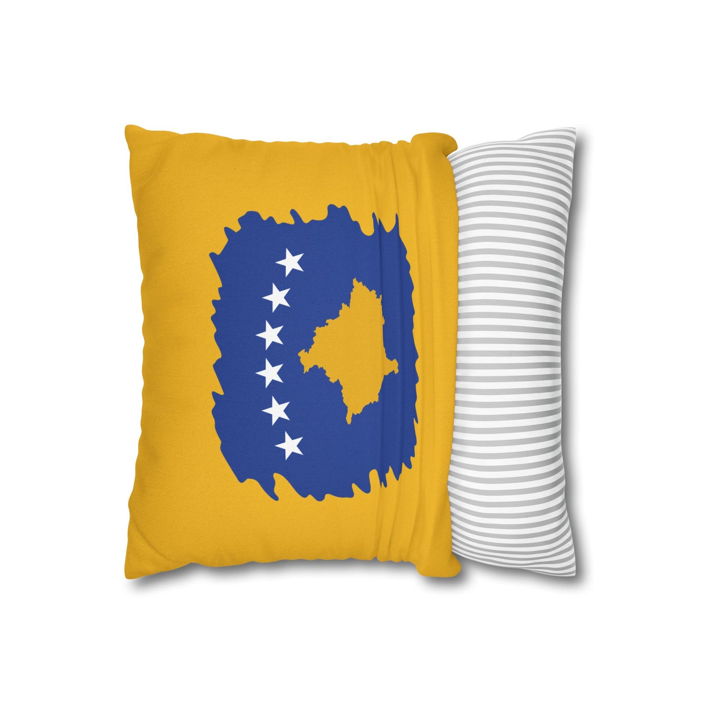 Kosovo Flag Pillowcase – Yellow & Blue Decorative Cushion Cover for Home, Gift, or Travel Souvenir, Independence Day Decoration