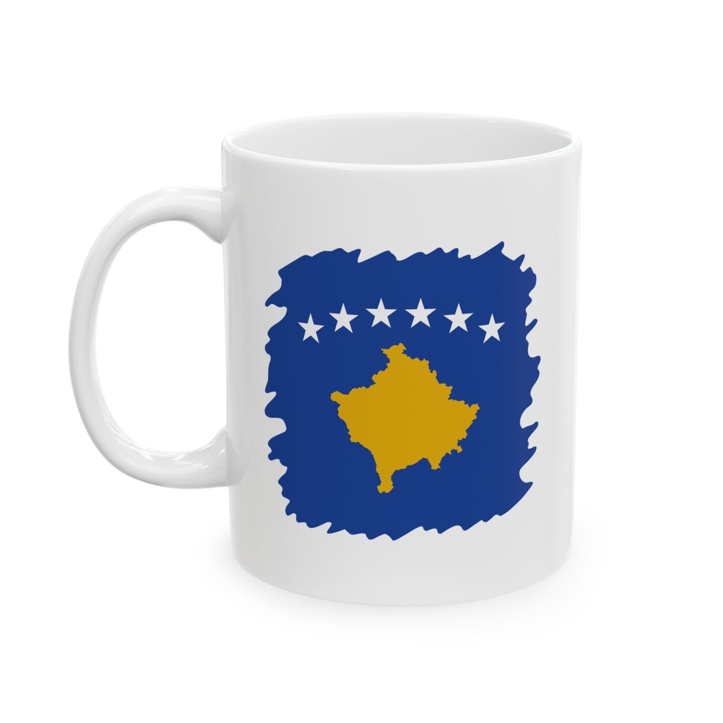 Kosovo Flag Ceramic Mug – Blue, Yellow & White Star Design | 11oz  | Perfect Gift for Home & Office