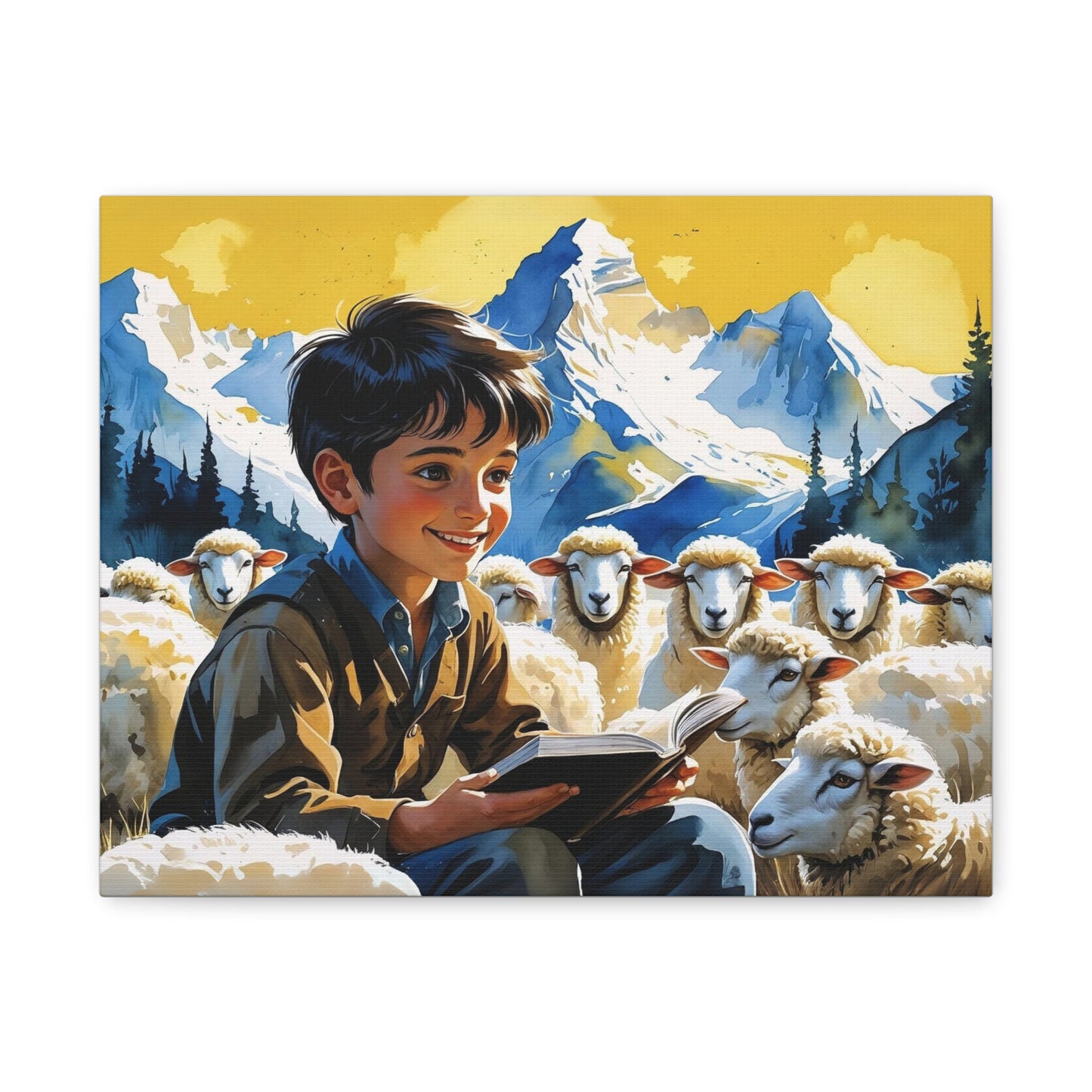 Labeat in the Shar Mountains – Watercolor Style Portrait of an Albanian Shepherd Boy in Kosovo’s Colors