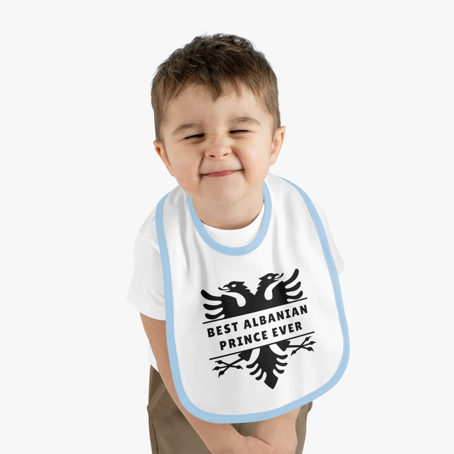 Best Albanian Prince Ever Baby Bib | Soft Contrast Trim Bib – Cute Gift for Newborns, Baby Showers & More