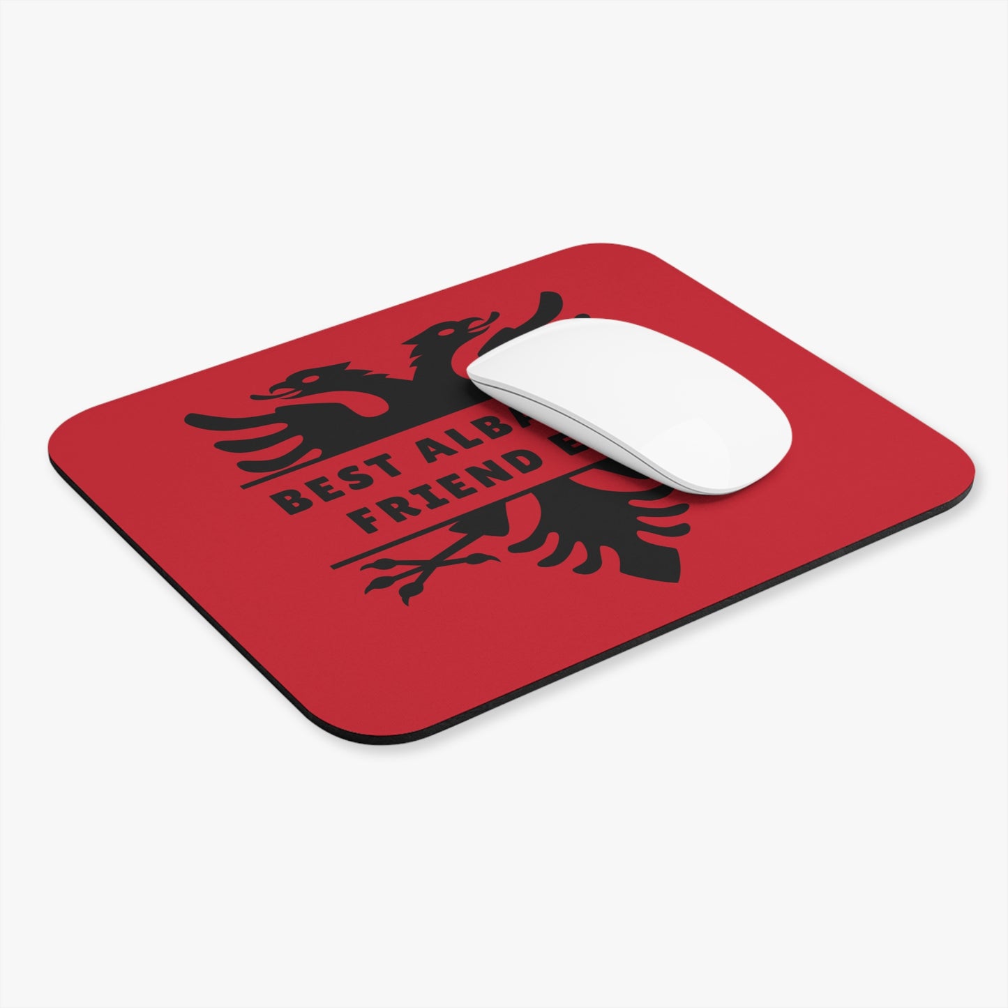 Best Albanian Friend Ever – Mouse Pad 9"x8" Red & Black Eagle Design | Gift for Friends, Desk Accessory, Office Decor, Albanian Pride
