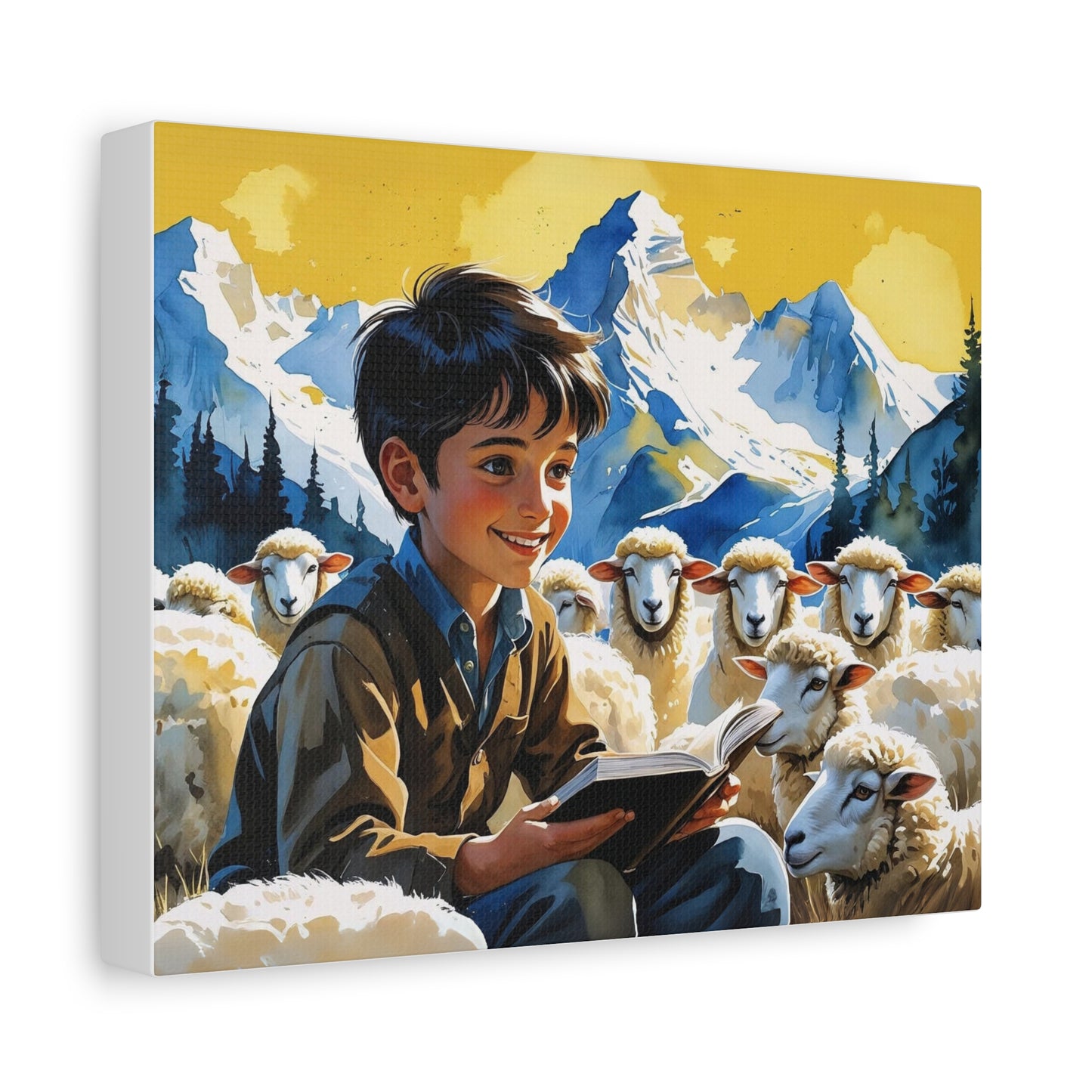 Labeat in the Shar Mountains – Watercolor Style Portrait of an Albanian Shepherd Boy in Kosovo’s Colors