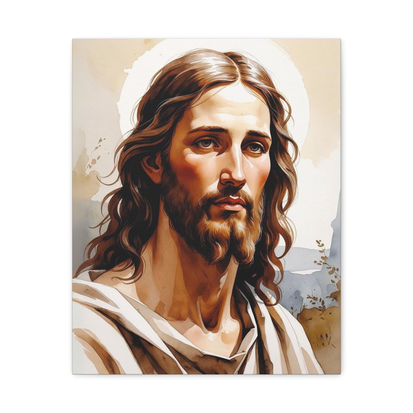 Jesus Christ "Jezu Krishti" – Print on Canvas (Rustic Watercolor Design)