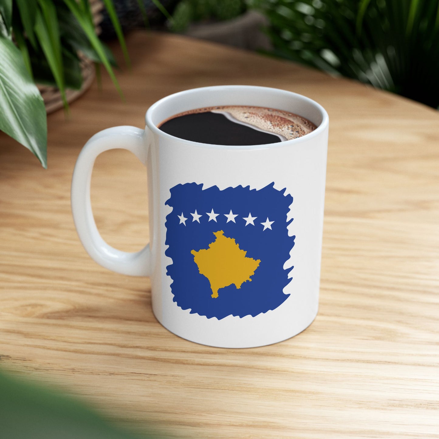 Kosovo Flag Ceramic Mug – Blue, Yellow & White Star Design | 11oz  | Perfect Gift for Home & Office