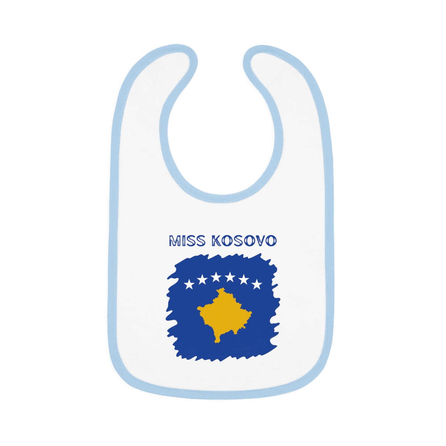 Miss Kosovo Baby Bib – Cute Infant Bib with Kosovo Flag Design | Baby Shower Gift & Everyday Feeding Accessor