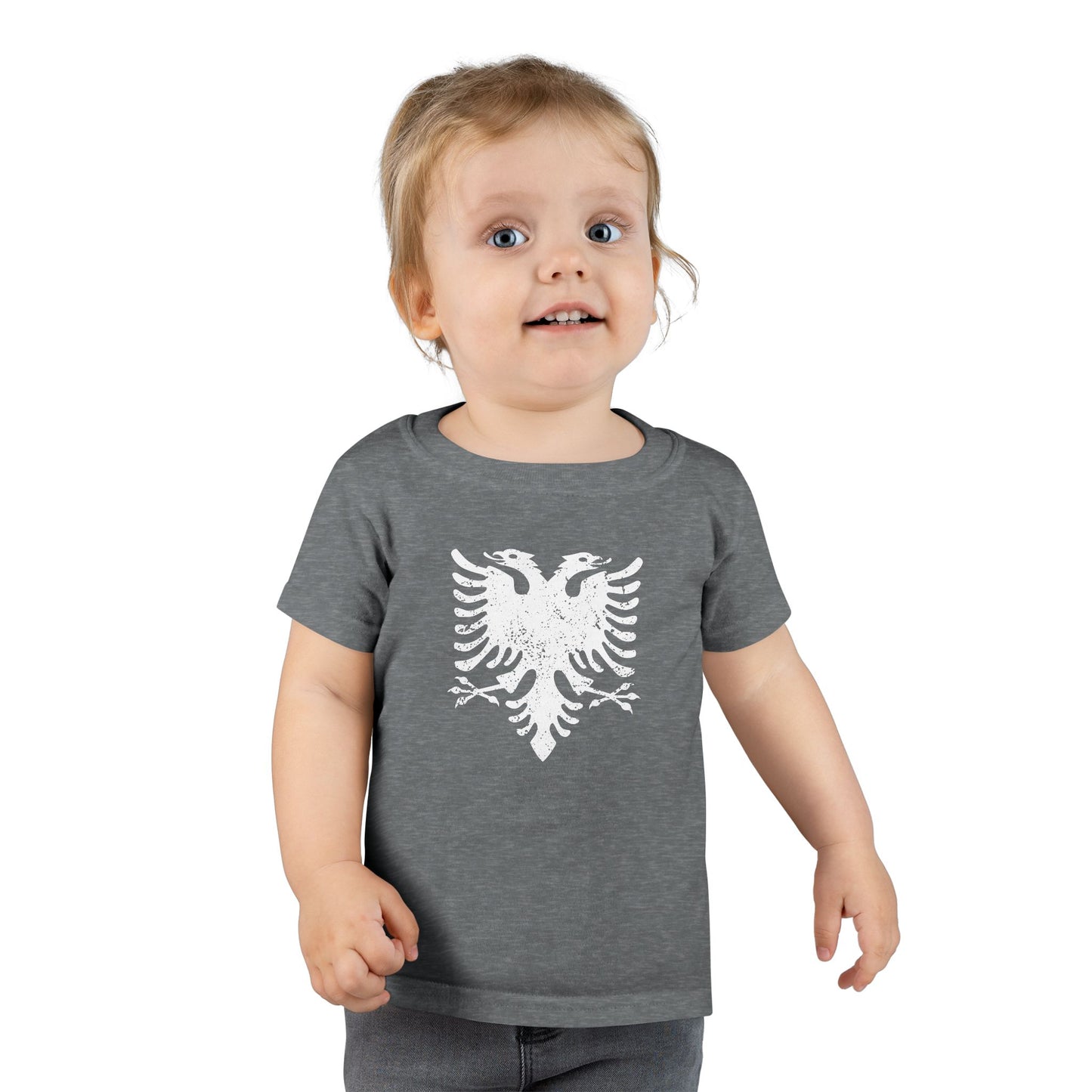 Toddler White Eagle Graphic Tee – Soft Cotton Shirt | Distressed Eagle Design for Boys & Girls, Heritage-Inspired Kidswear