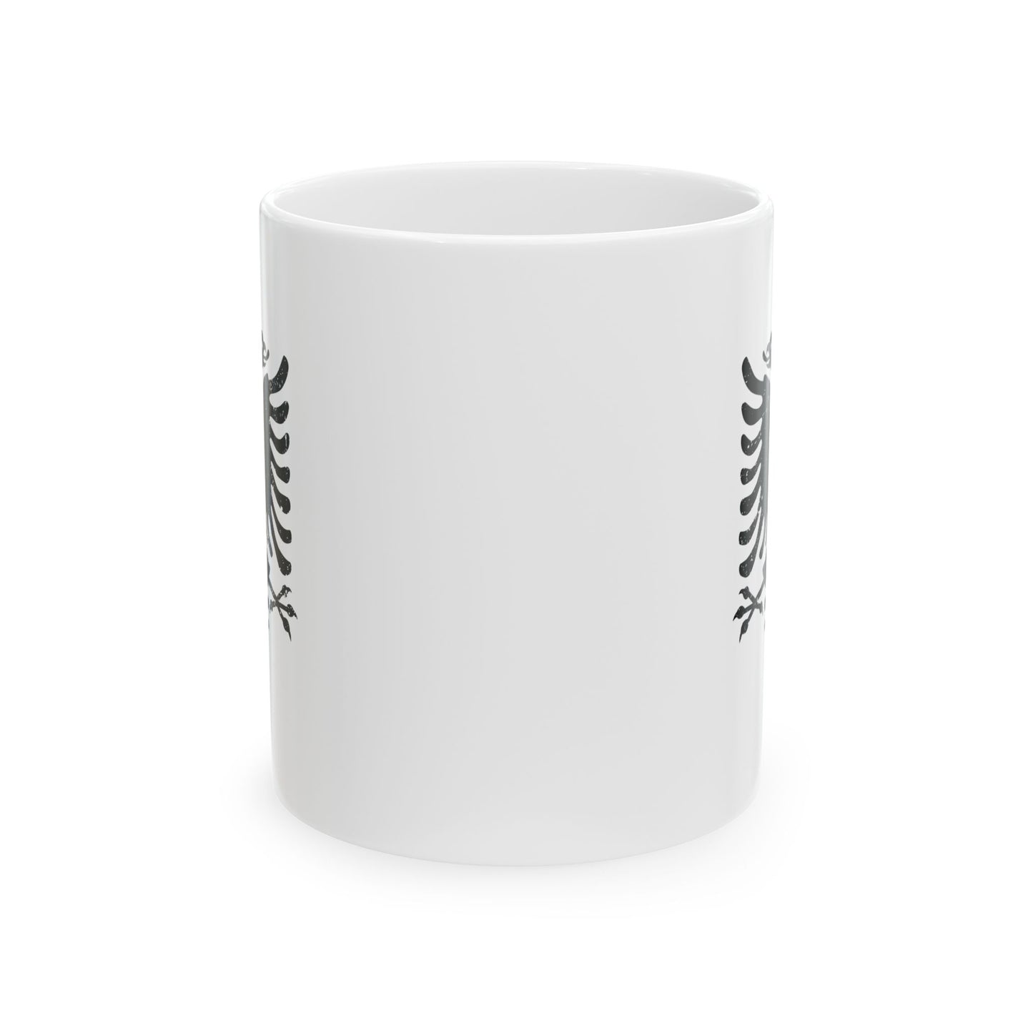 Artistic Black Eagle Ceramic Mug – 11oz & 15oz White Mug | Bold Albanian Gift for Coffee & Tea Lovers, Home & Kitchen Decor