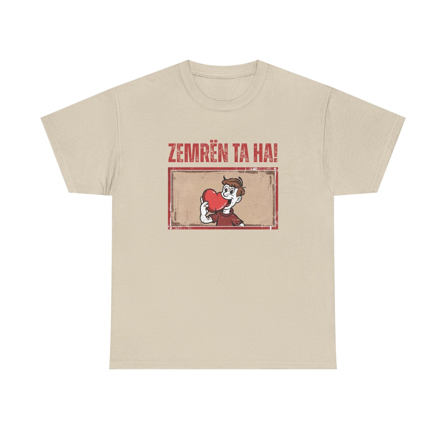Zemrën Ta Ha! – Unisex Cartoon Heart Tee | Funny Albanian Graphic Shirt for Love, Laughs & Everyday Wear