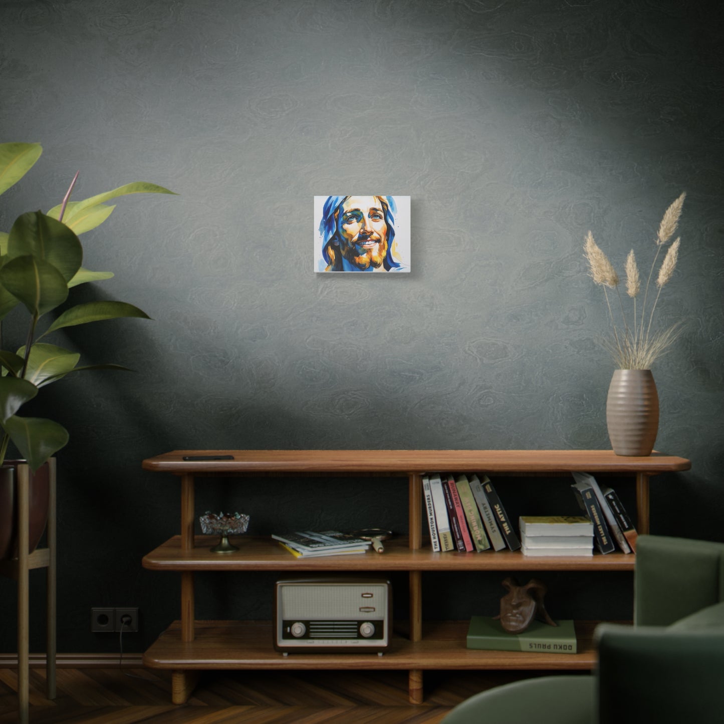 Joyful Light: Jesus Christ in Kosovo’s Colors – Watercolor Style Portrait Matte Canvas Wall Art