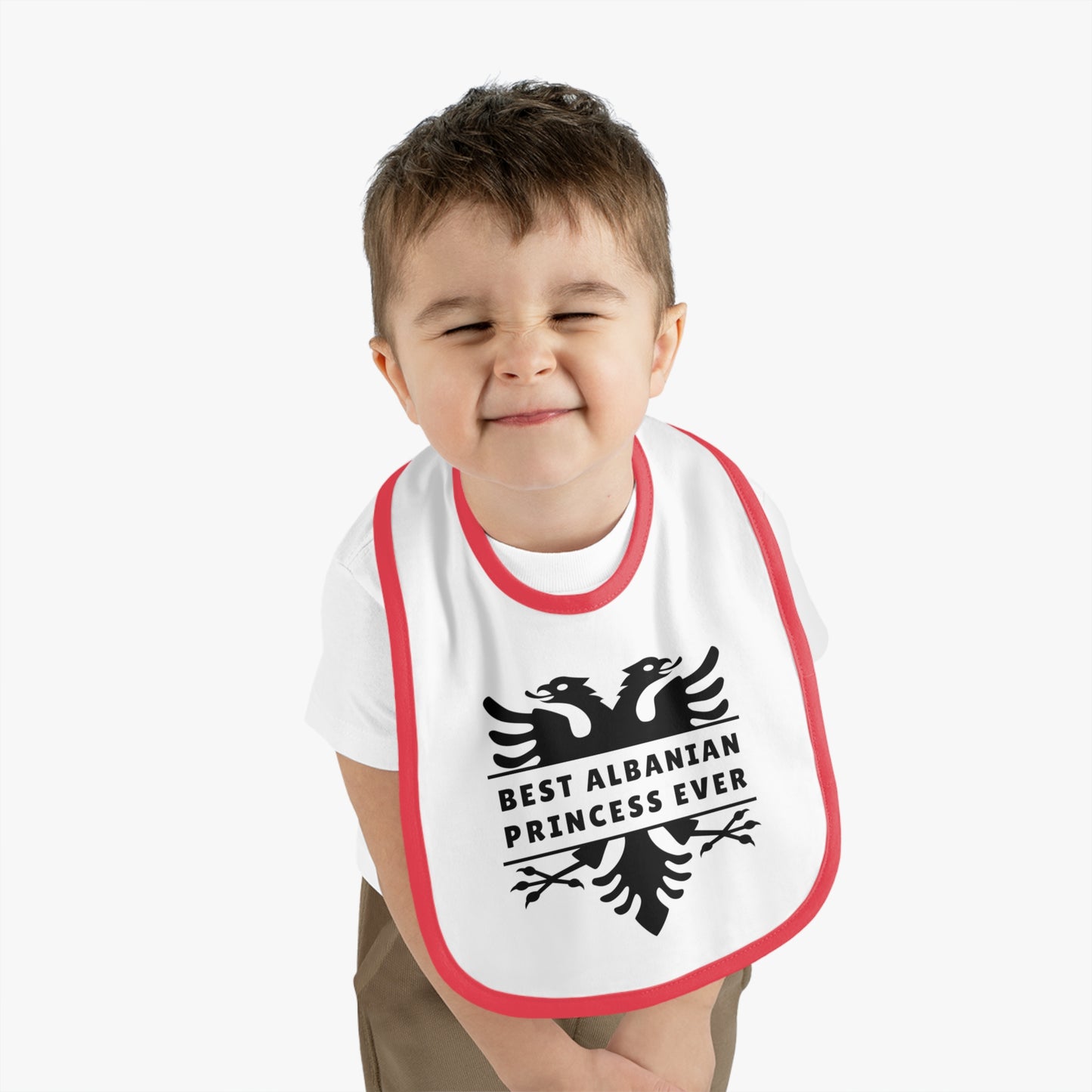Best Albanian Princess Ever Baby Bib | Cute Contrast Trim Bib – Perfect Baby Shower Gift & Infant Feeding