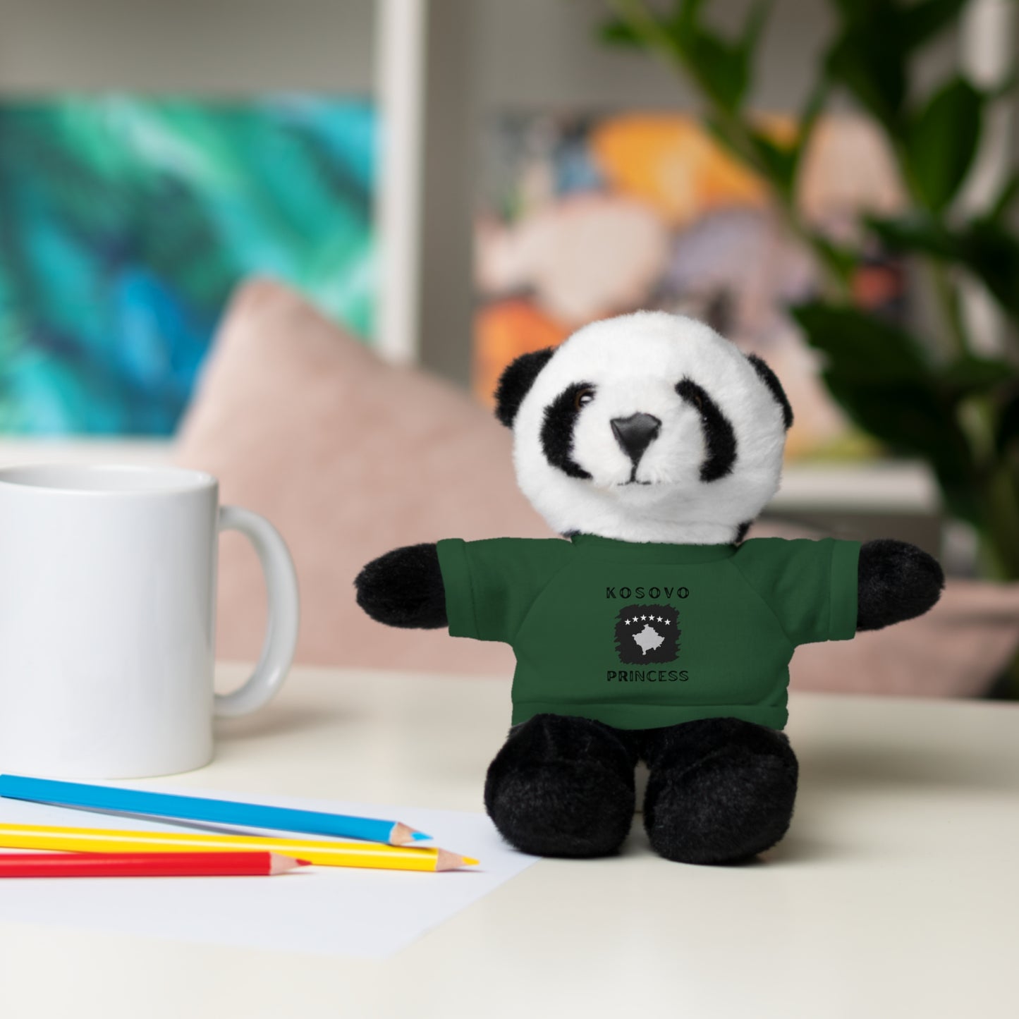 Kosovo Princess | 8" Plush Panda with Personalized Tee – Cute & Cuddly Gift for Kids & Toddlers