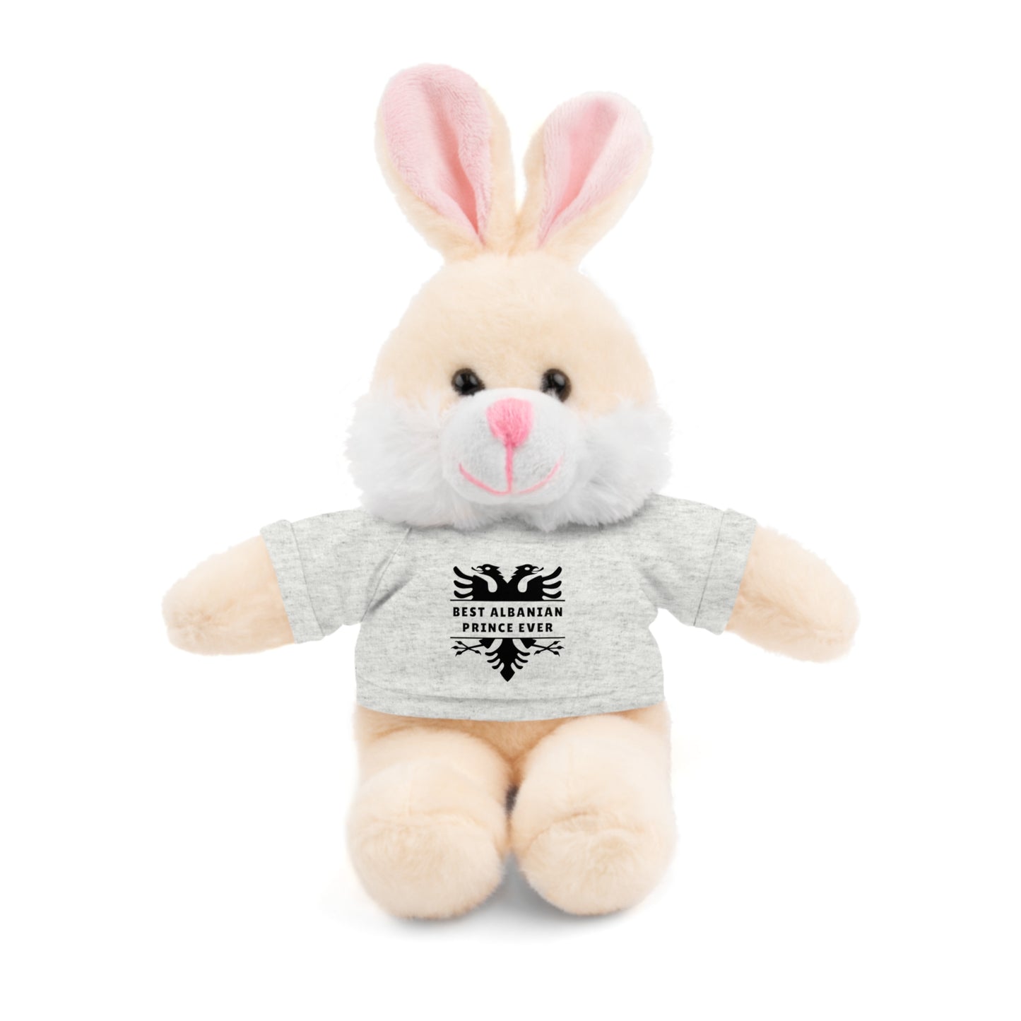 Best Albanian Prince Ever | Personalized 8" Plush Bunny | Multi-Color Custom Tee | Cute Gift for Kids