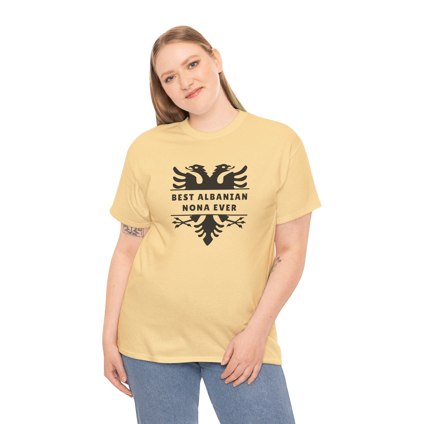 Best Albanian Nona Ever – Heavy Cotton T-Shirt Respect, Love & Legacy | Cultural Family Pride | Everyday Comfort with Meaning
