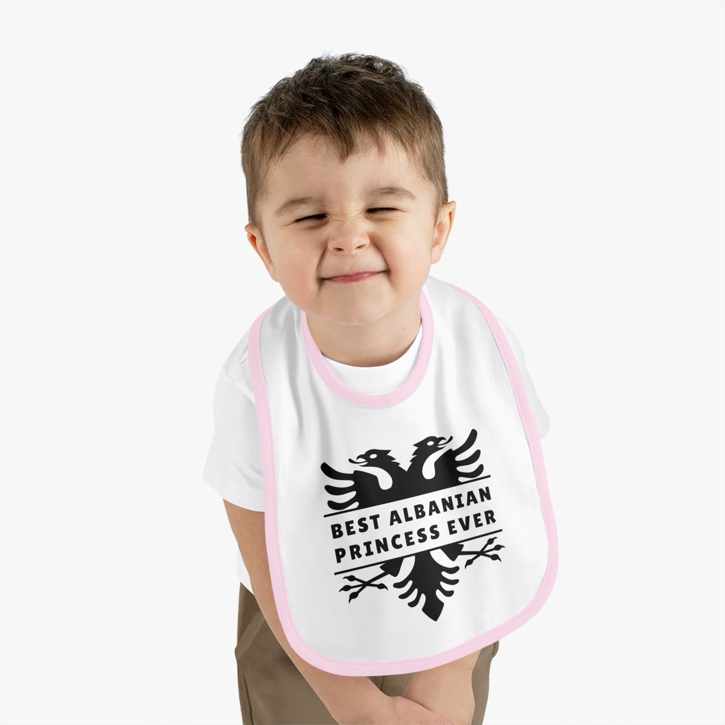 Best Albanian Princess Ever Baby Bib | Cute Contrast Trim Bib – Perfect Baby Shower Gift & Infant Feeding