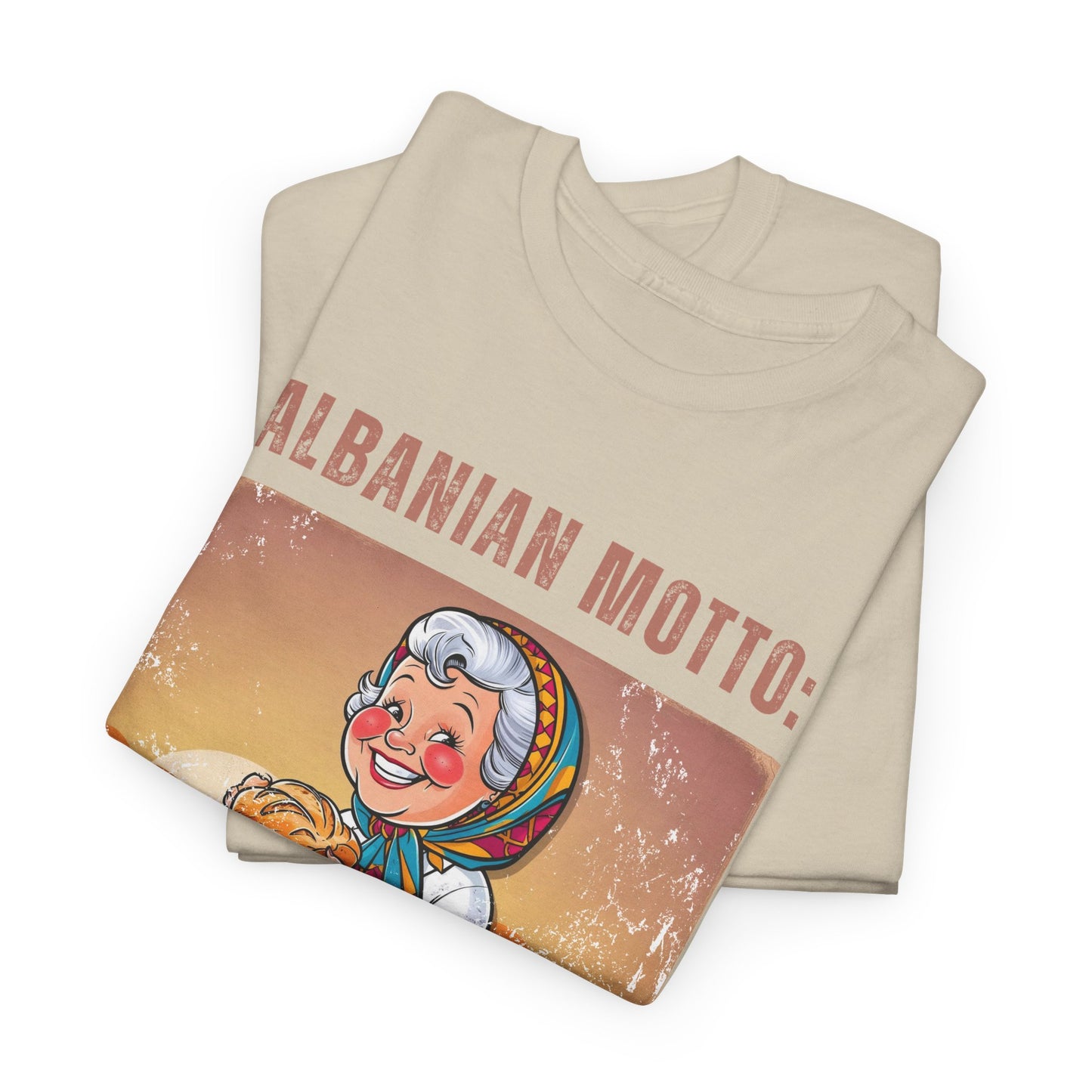 In Bread We Trust – Albanian Motto Tee | Unisex Heavy Cotton T-Shirt, Funny Cultural Gift & Foodie Apparel
