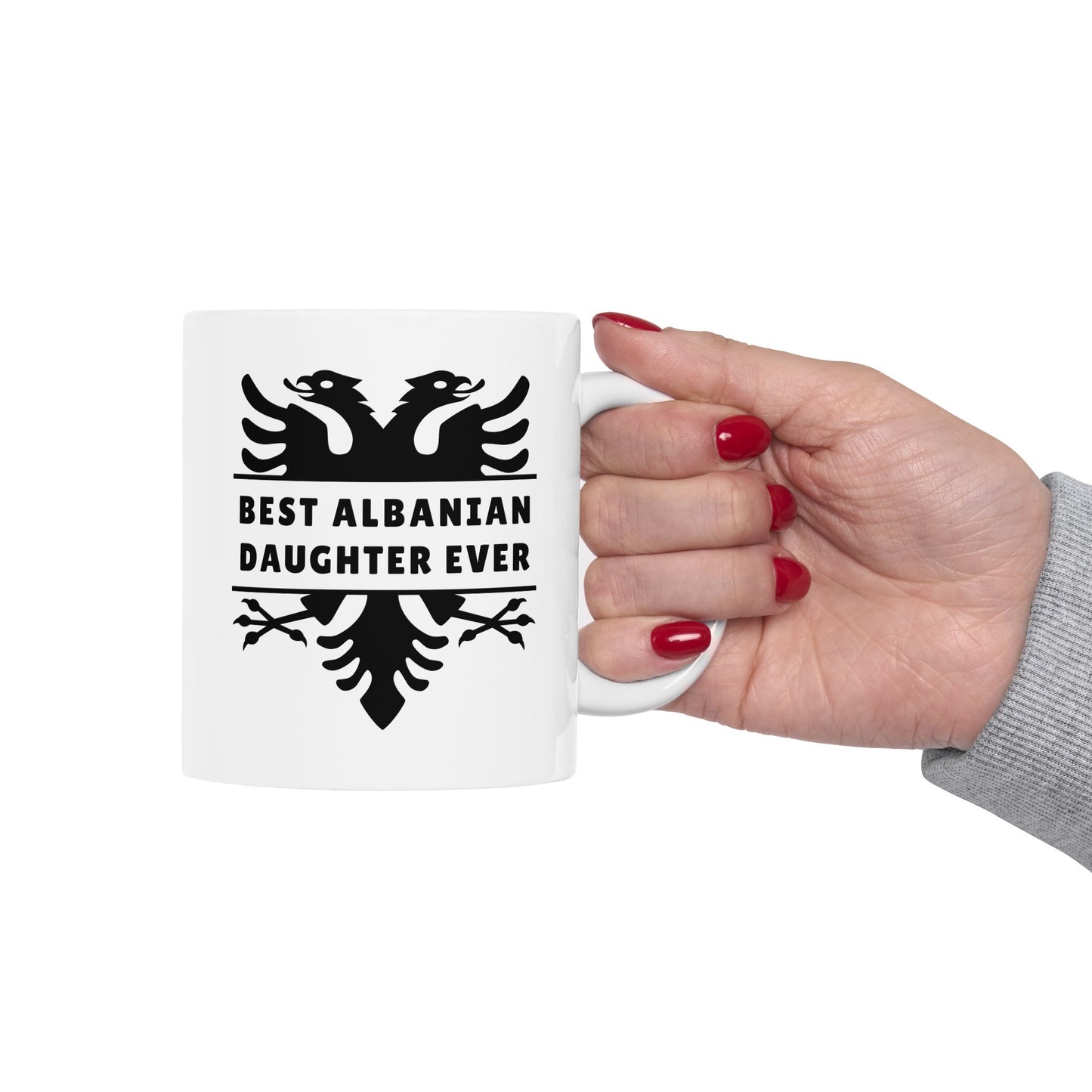 Best Albanian Daughter Ever – White 11 oz Ceramic Mug Bold Eagle Design | Thoughtful Gift for Girls & Young Women | Cultural Pride Drinkware