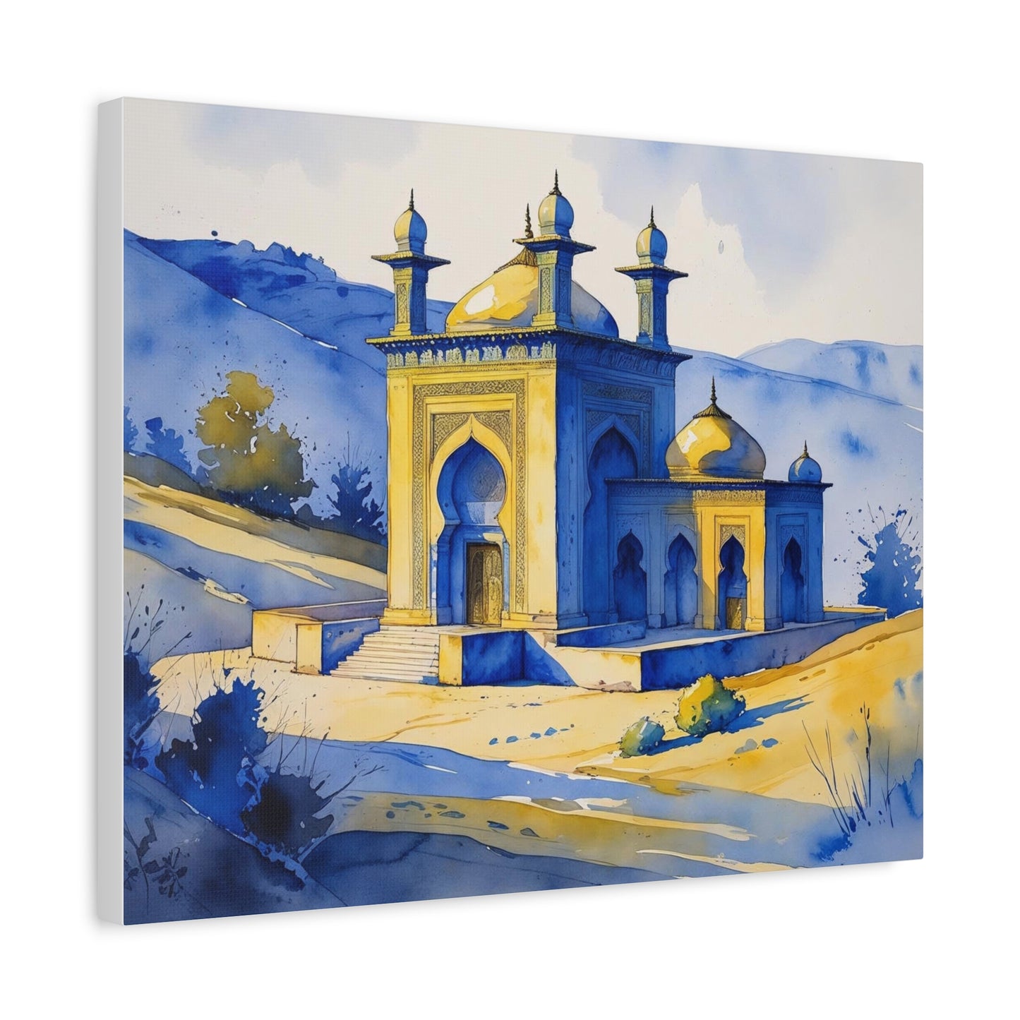 The Stillness of the Dervish: A Sufi Temple in Kosovo’s Light, Watercolor Style Canvas Art Print, Home Office Artwork