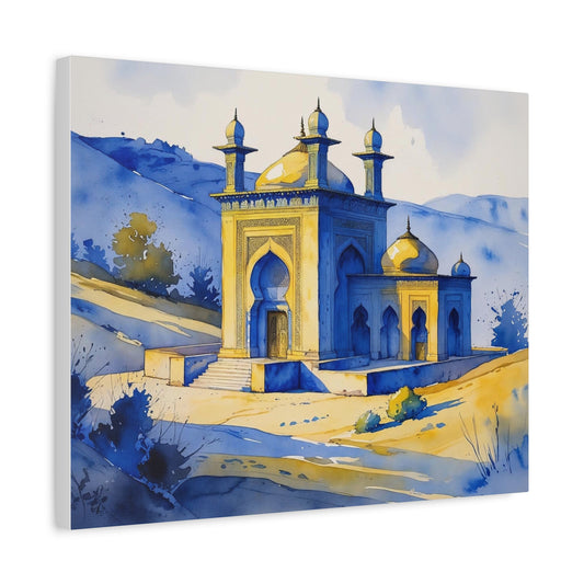 The Stillness of the Dervish: A Sufi Temple in Kosovo’s Light, Watercolor Style Canvas Art Print, Home Office Artwork