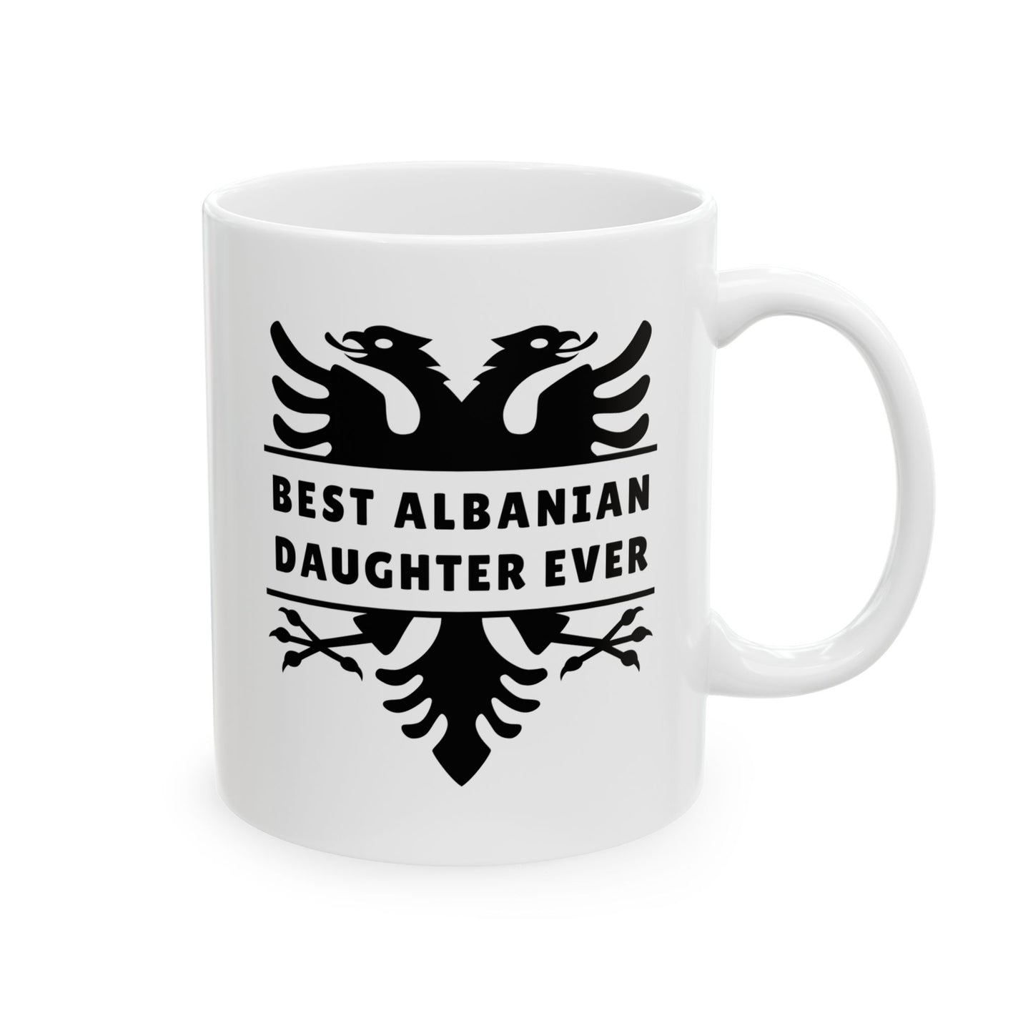 Best Albanian Daughter Ever – White 11 oz Ceramic Mug Bold Eagle Design | Thoughtful Gift for Girls & Young Women | Cultural Pride Drinkware