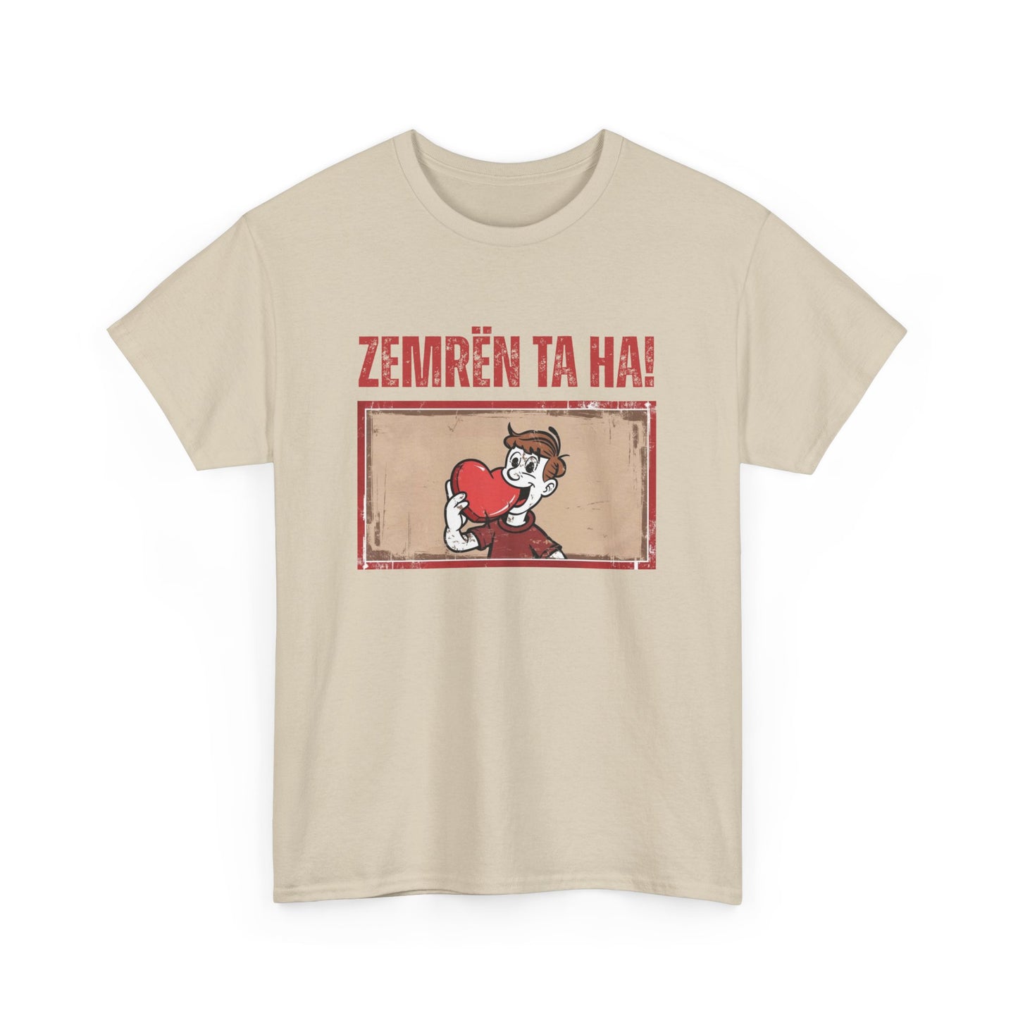 Zemrën Ta Ha! – Unisex Cartoon Heart Tee | Funny Albanian Graphic Shirt for Love, Laughs & Everyday Wear