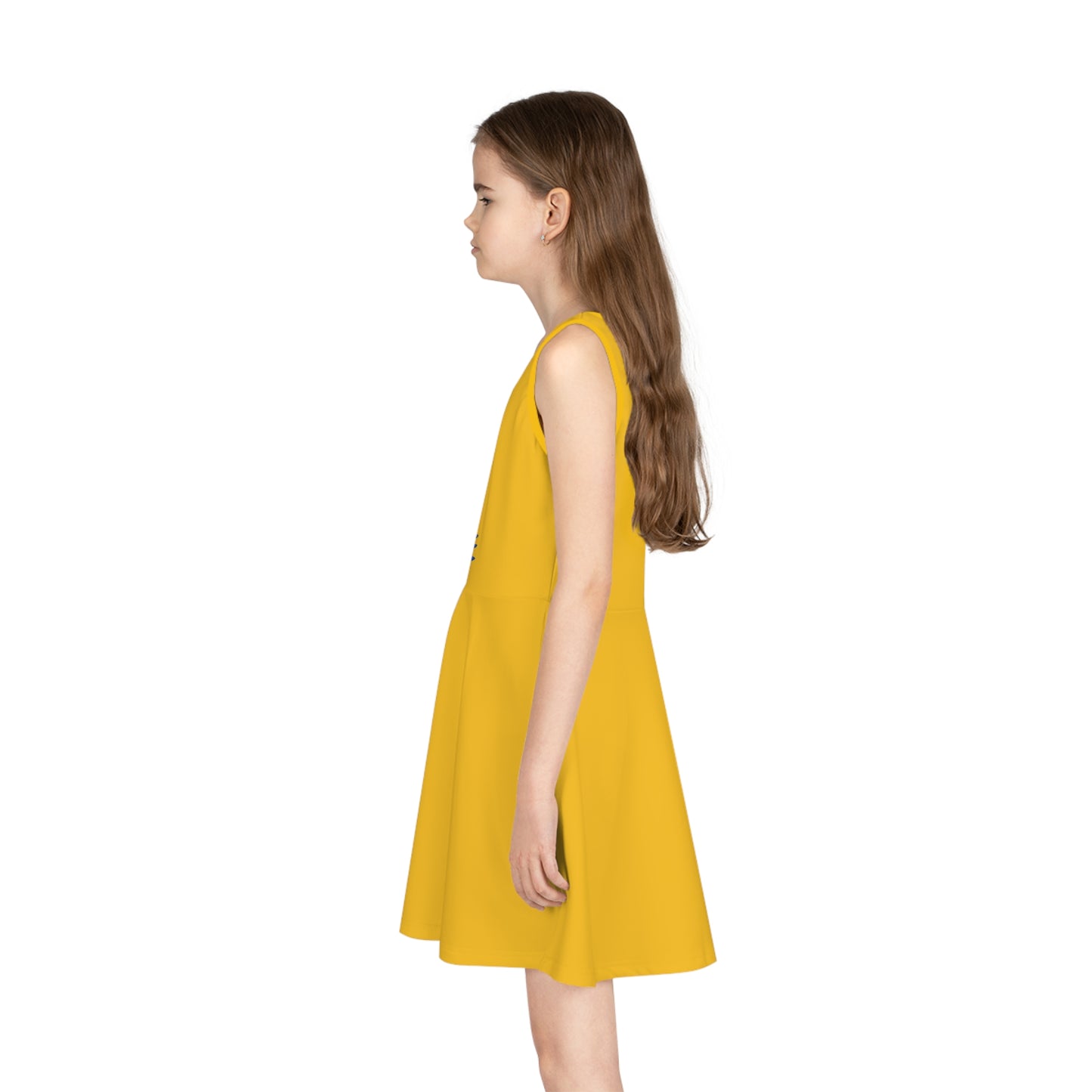 "Miss Kosovo" Girls' Sleeveless Sundress – Blue & Yellow Pride Dress | Lightweight Comfort for Summer Fun & Cultural Celebrations
