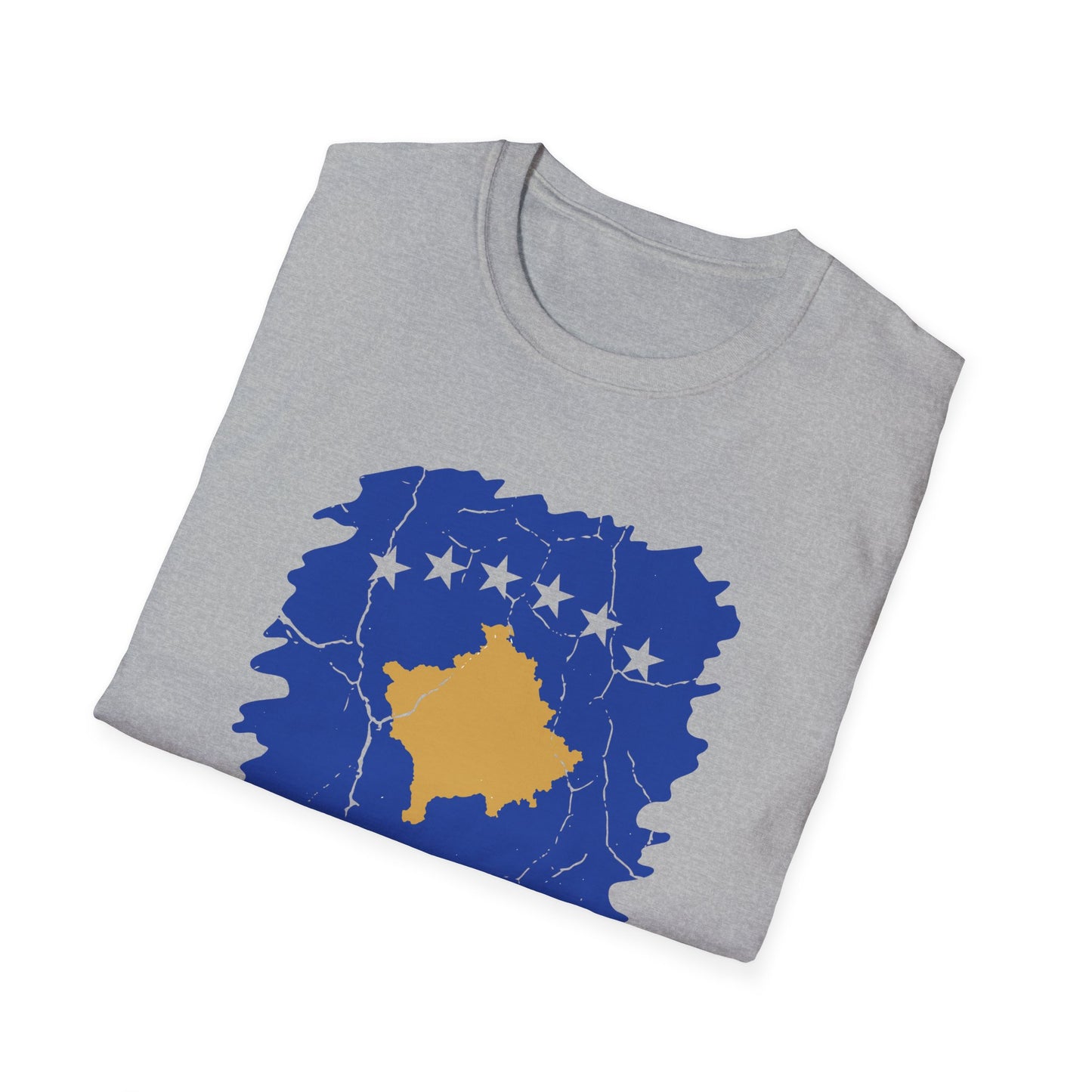 Distressed Kosovo Flag Map T-Shirt – Unisex Softstyle National Pride Tee